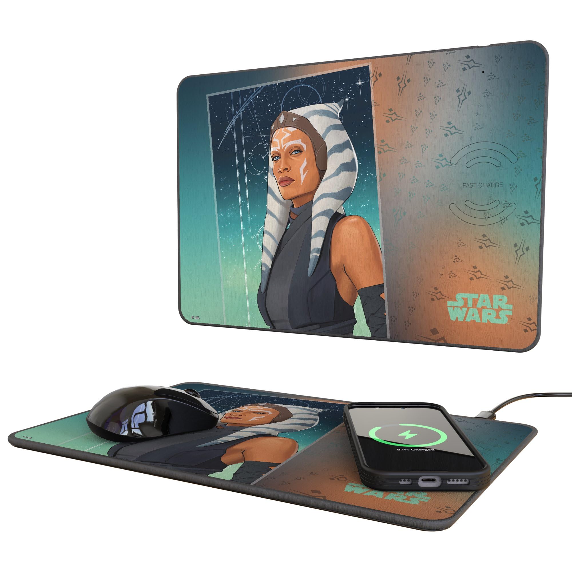 Star Wars  Portrait 15-Watt Wireless Charger and Mouse Pad: Ahsoka