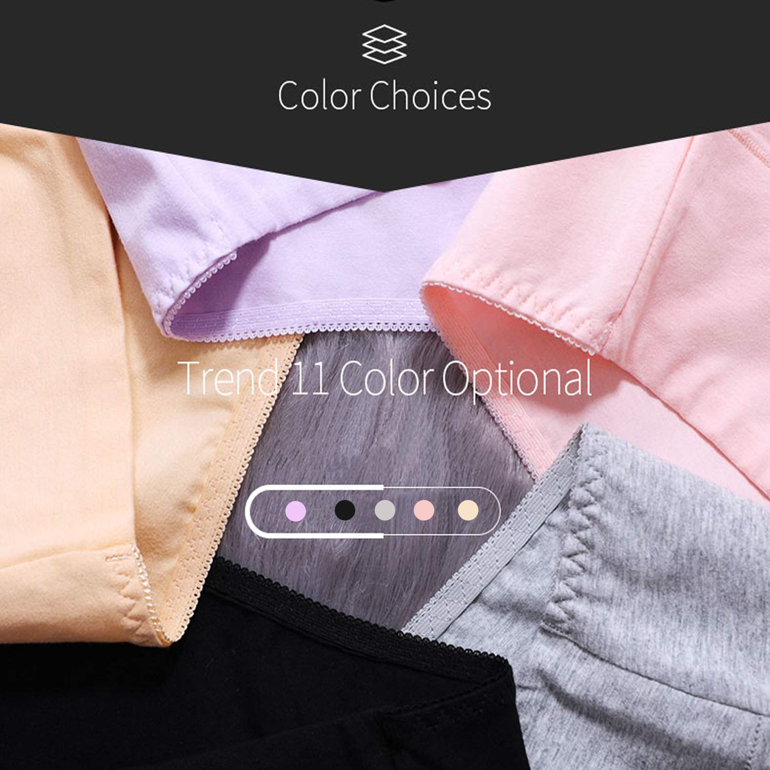 OPIBOO Women's Cotton Underwear,Ladies Soft Stretch Tummy Control Comfy No Muffin Panties Boyshorts: Multicoloured 3 Small