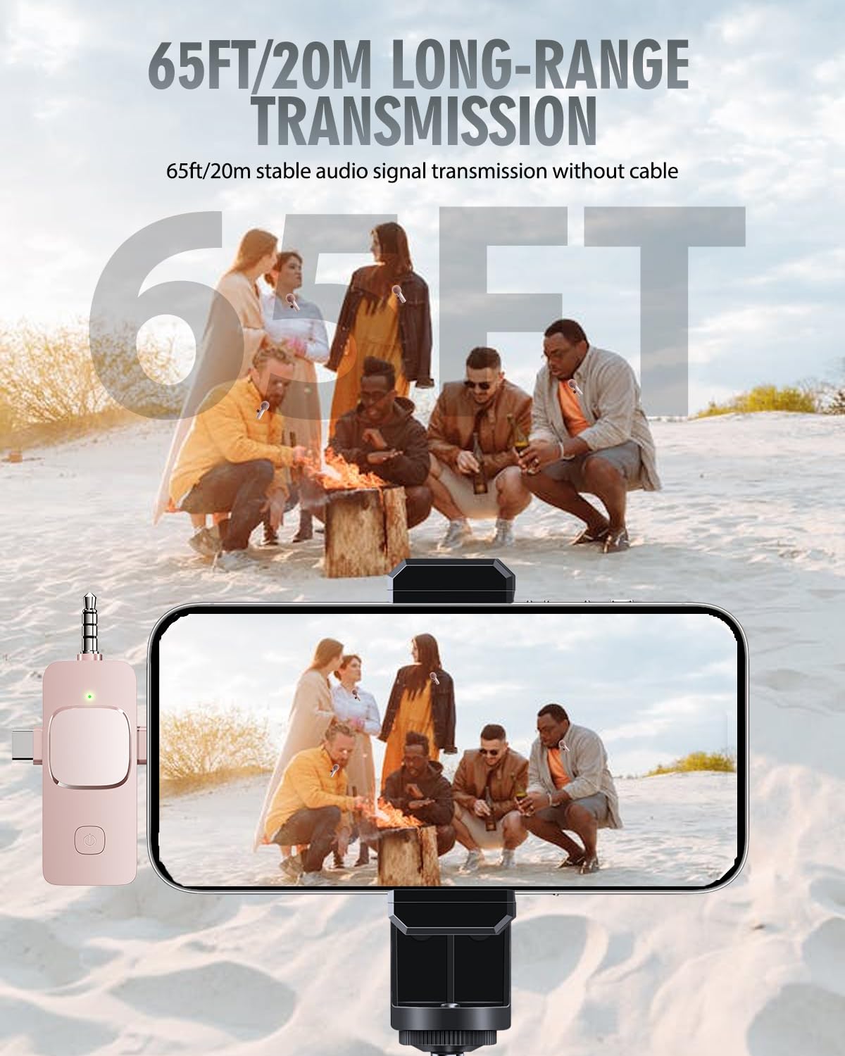 PQRQP 3 in 1 Wireless Lavalier Microphones for iPhone, iPad, Android, Camera, USB-C Microphone, 7-Hour Battery, Mini Microphone with Noise Reduction for Video Recording, Vlog, YouTube, TikTok: PQRQP 3 in 1 Wireless Lavalier Microphones for iPhone, iPad, Android, Camera, Mini Microphone, 7-Hour Battery, High Definition Sound Quality for Interview, Video Podcast, Vlog (Pink)