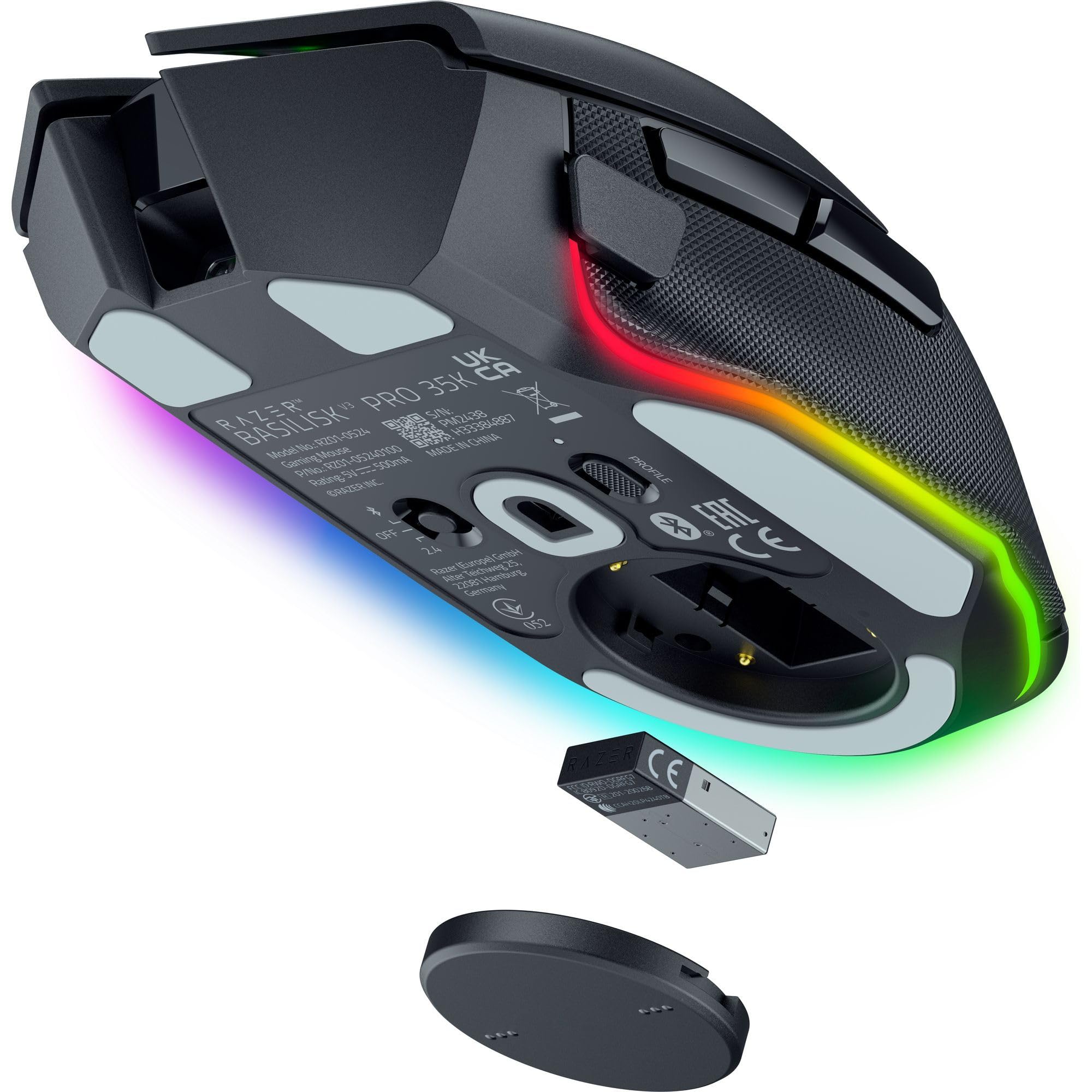 Razer Basilisk V3 Pro 35K Wireless Gaming Mouse: HyperScroll Tilt Wheel - 35K DPI Optical Sensor Gen 2-13 Customizable Controls - Chroma RGB - Optical Switches Gen 3 - Up to 140 Hr Battery -: Black