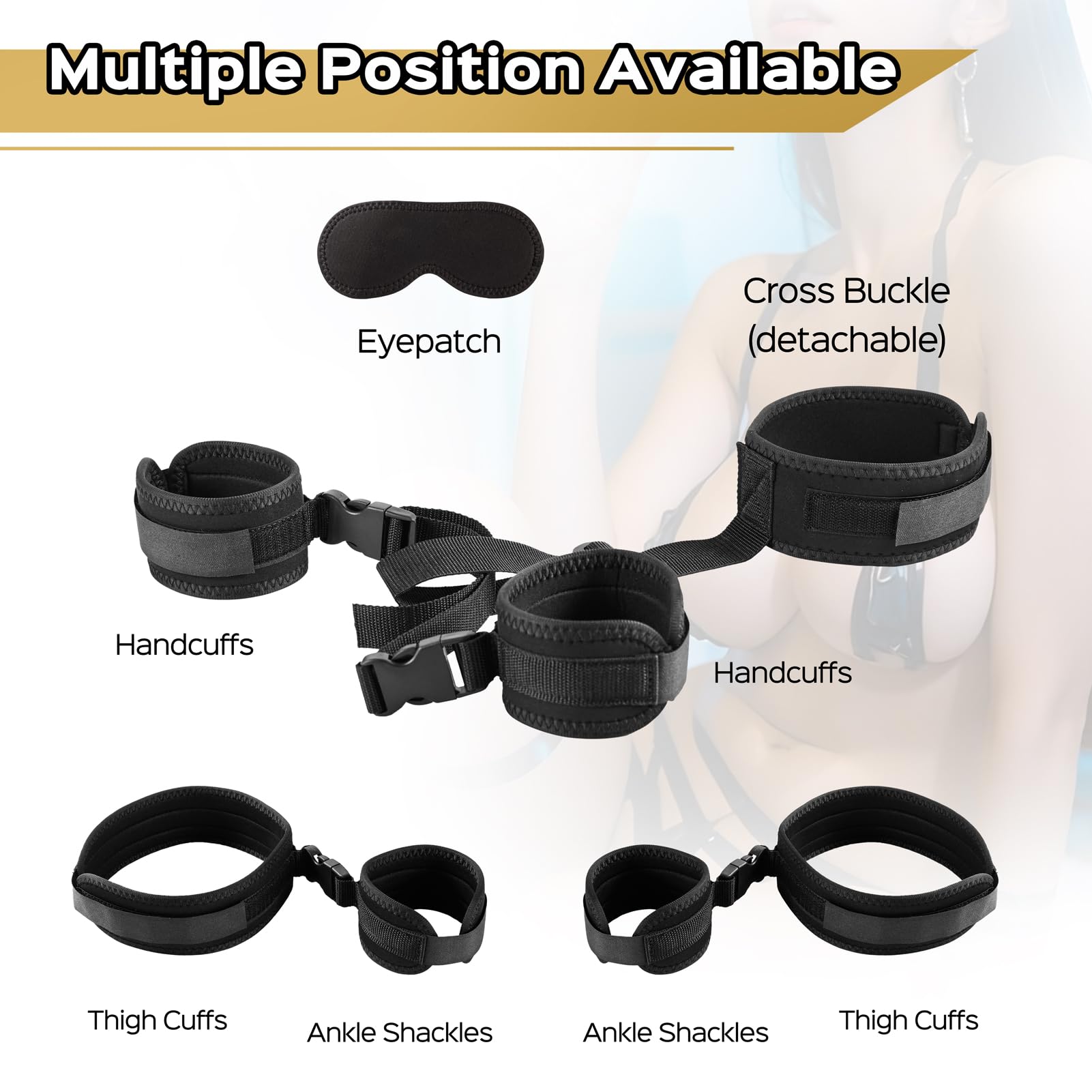 Sex Toys Bondage BDSM Restraints Set Sex Toy for Women Men Adjustable Sex Straps Neck to Wrist Cuffs Universal Buckle Locks Wrist & Thigh Cuffs Blindfold Bondage Gear & Accessories Couple Play: Sex Toys Bondage BDSM Restraints Set Sex Toy for Women Men Adjustable Sex Straps Neck to Wrist Cuffs Universal Buckle Locks Wrist & Thigh Cuffs Blindfold Bondage Gear & Accessories Couple Play