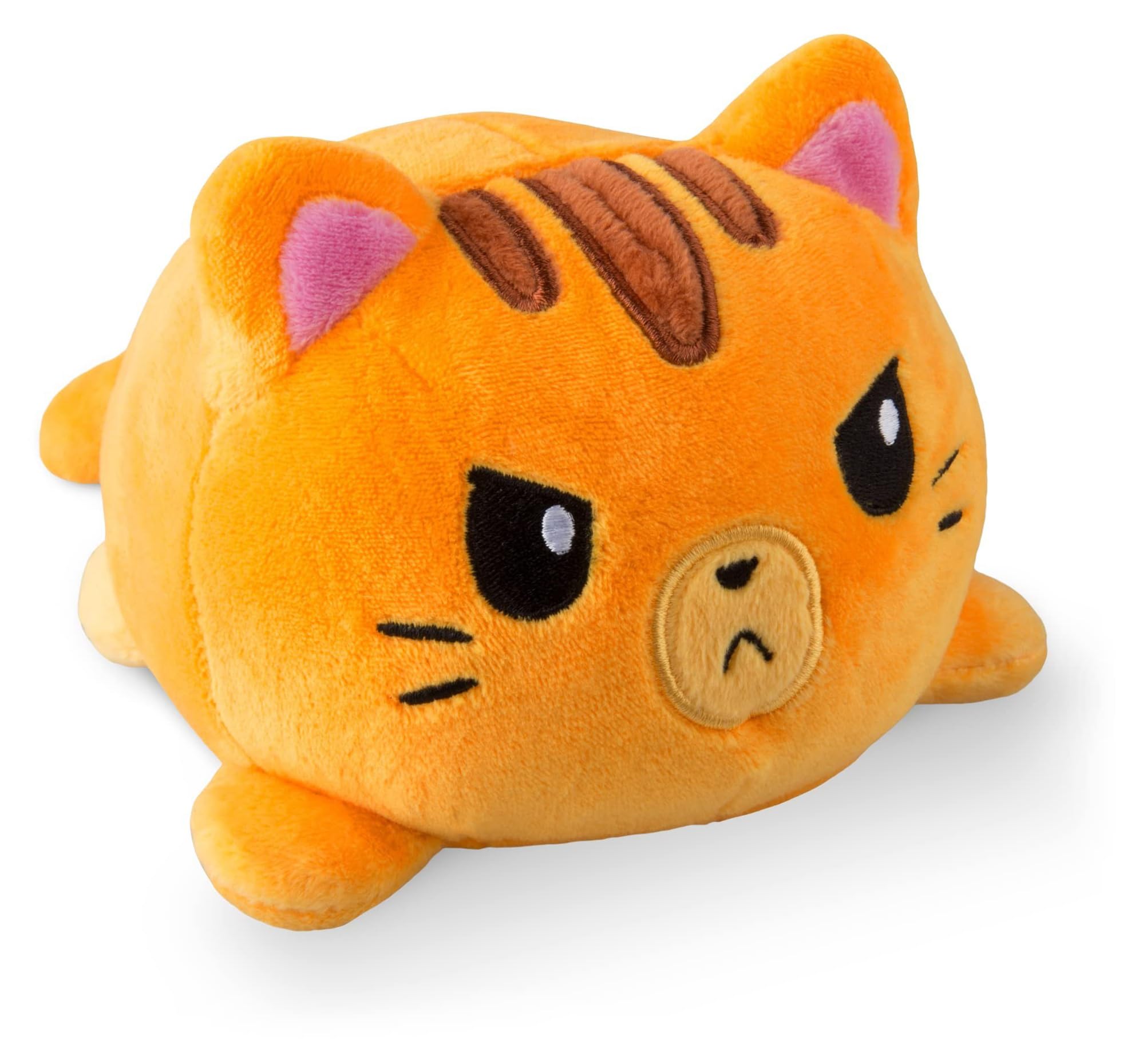 TeeTurtle - The Original Reversible Cat Plushie - Black + Pumpkin - Cute Sensory Fidget Stuffed Animals That Show Your Mood - Perfect for Halloween!
