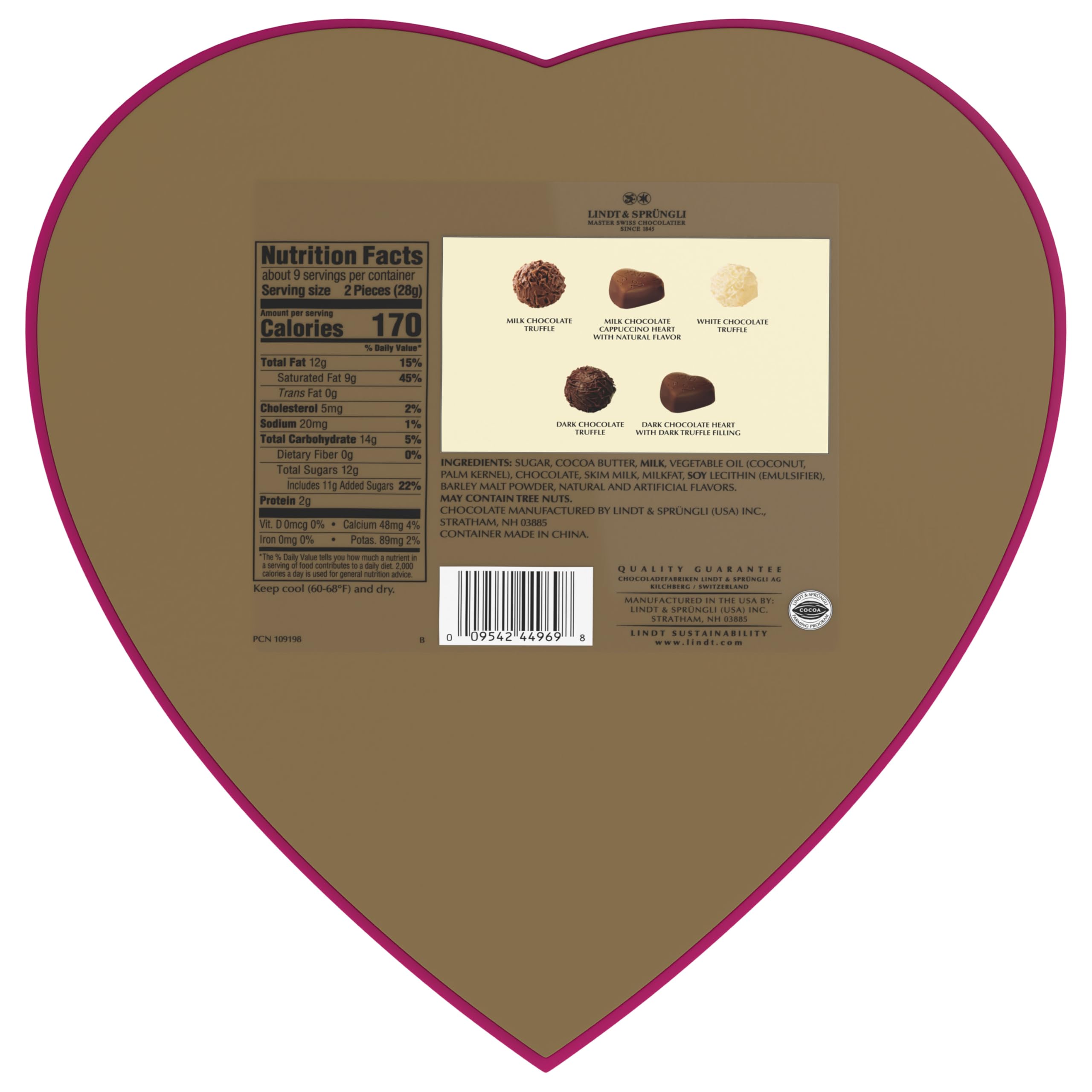 Lindt Valentine's Classic Heart Assorted Gourmet Chocolate Candy Truffles, 8.8 oz.