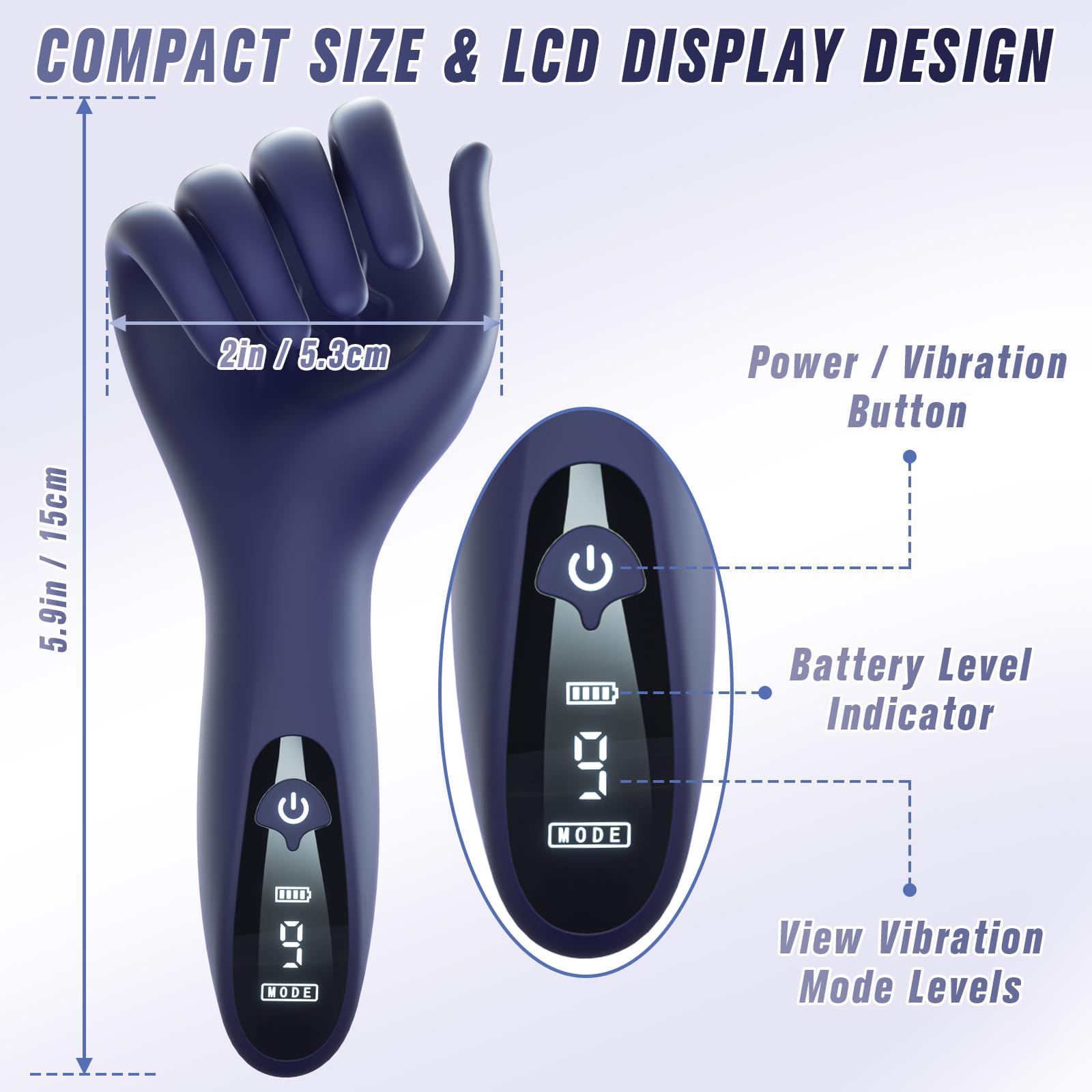 Male Sex Toys Penis Vibrator - Male Masturbator Stroker for Penis Glans Clit Nipple Stimulation, Adult Toys Finger-Shaped Trainer, 9 Strong Vibrating Modes & LCD Display, Sex Toy for Men Women Couples