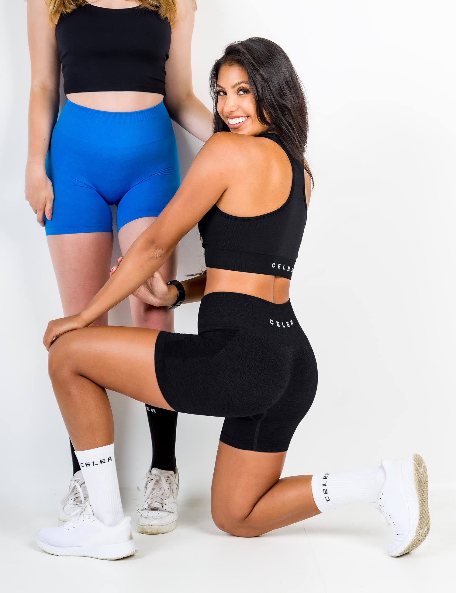 CELER Womens Workout Shorts Seamless Scrunch Butt Gym Shorts High Waisted Yoga Athletic Booty Shorts: Small Black