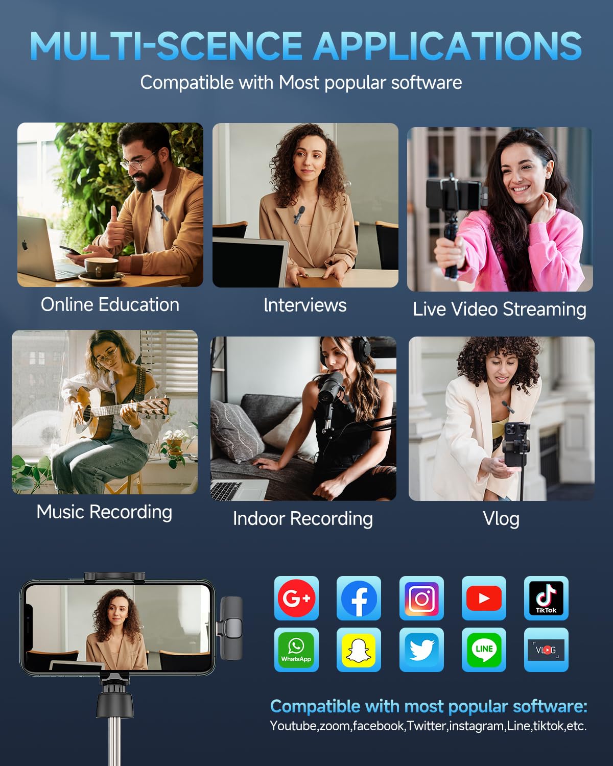 Professional Wireless Lavalier Microphone for iPhone iPad (for iPhone 14 and Below), Cordless Omnidirectional Clip Mic, Plug-Play Microphone for Interview Video Podcast Vlog YouTube: Lightning-1 Mic Black.