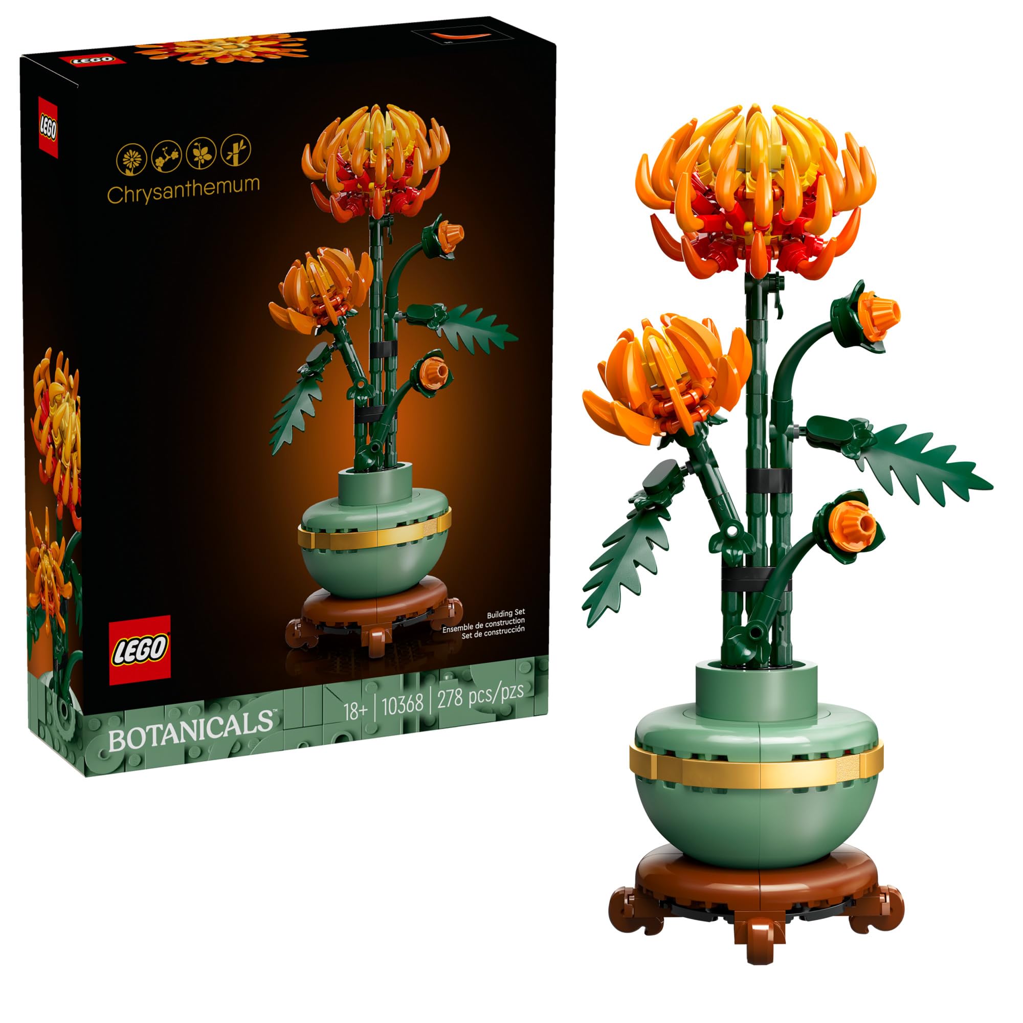 LEGO Botanicals Chrysanthemum Building Set for Adults Ages 18+ - Artificial Flower for Dinner Table Centerpieces & Decoration - Gift for Graduation - 10368: LEGO Botanicals Chrysanthemum Building Set for Adults Ages 18+ - Artificial Flower for Dinner Table Centerpieces & Decoration - Gift for Graduation - 10368