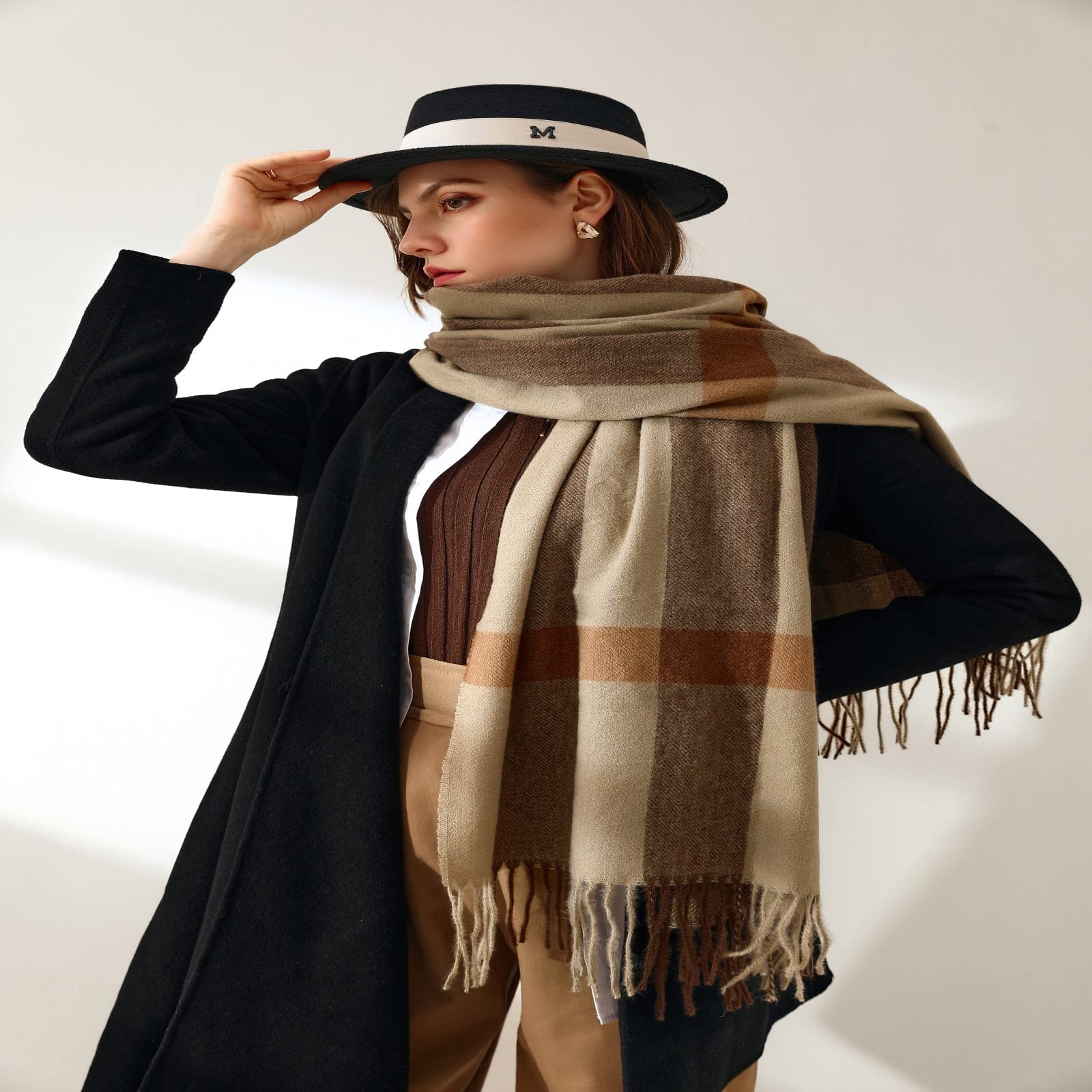 PCIQUTE Tartan Plaid Scarves for Women Winter,Long Scarves for Women with Fringe,Super Soft Scarf for Women Winter