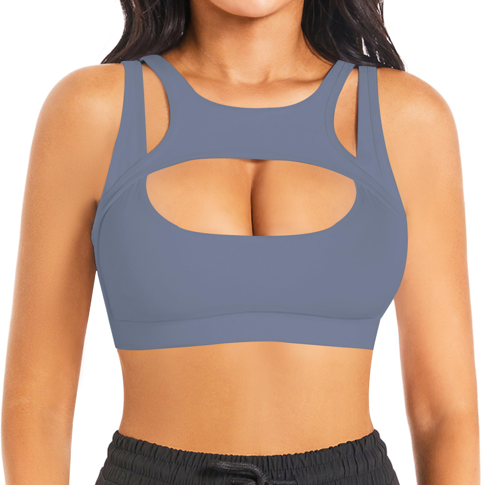 Betaven Push up Sports Bra for Women Sexy Hollow Crop Tops with Removable Cups Workout Fitness Yoga Bra Medium Support