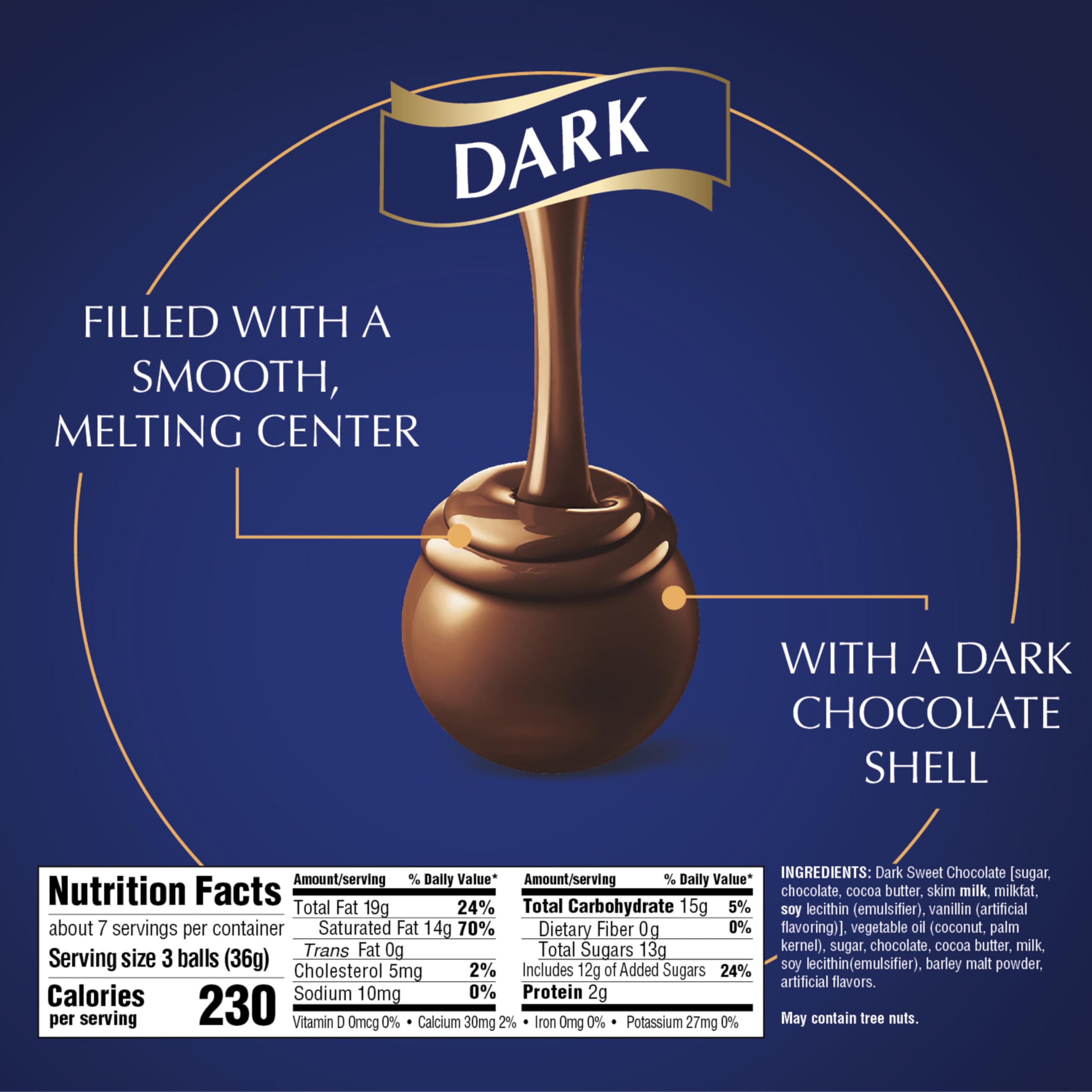 Lindt LINDOR OatMilk Dark Chocolate Candy Truffles, Non-Dairy Chocolate Truffles with Smooth, Melting Truffle Center, 5.1 oz.