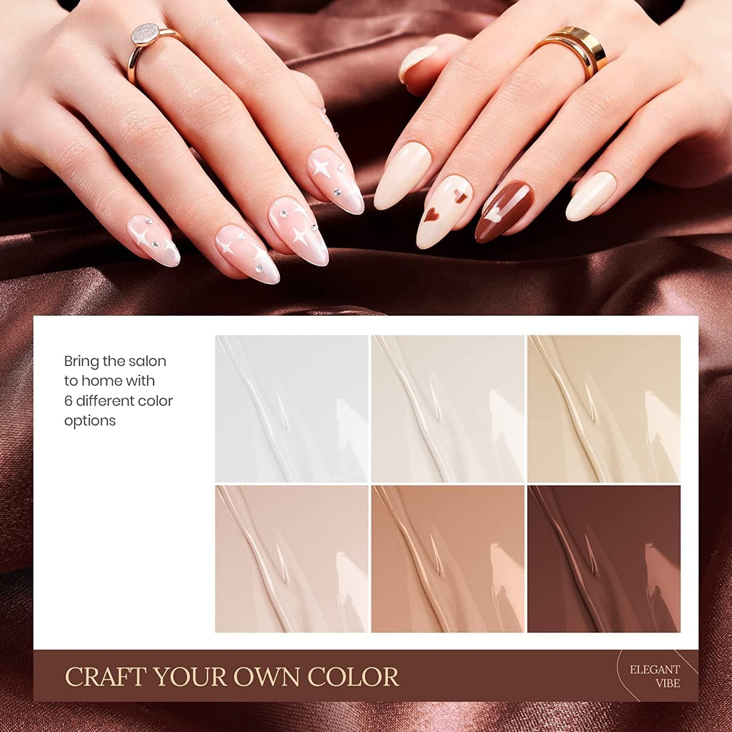Beetles Gel Nail Polish Kit with U V Light Starter Kit, 6 Colors Nude Brown nails Neutral Pink Peach Skin Tone Gel Polish Soak Off U V LED Nail Lamp, Base Gel Top Coat DIY Home Manicure Gift for Women thumbnail 4