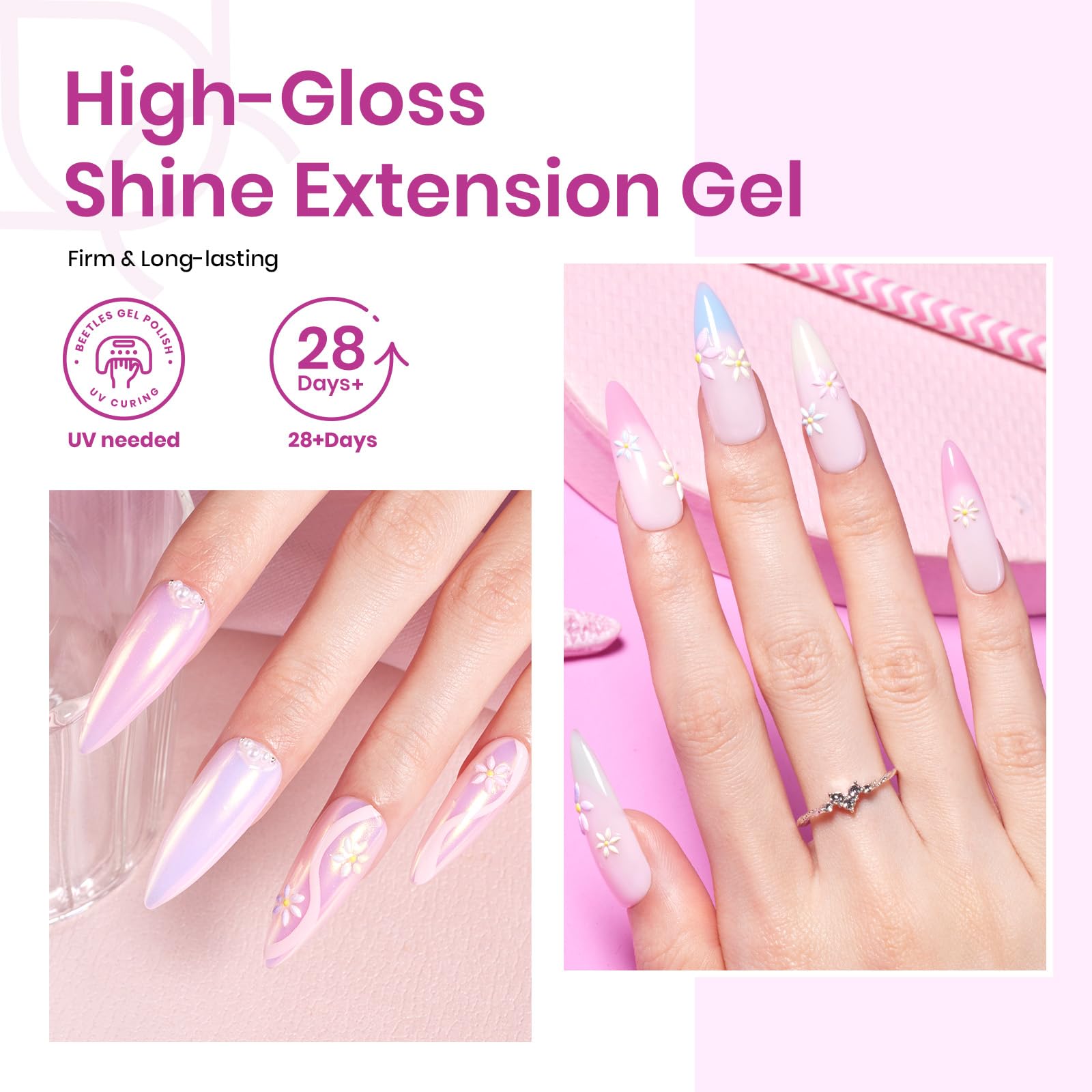 Beetles Poly Nail Gel Kit 6 Colors Clear Nude Brown Nail Extension Gel Set Builder Hybrid Jelly Gel with Nail Lamp Poly Extension Gel Nail Kit with Slip Solution Base Top Coat Gel Polish for Women thumbnail 4
