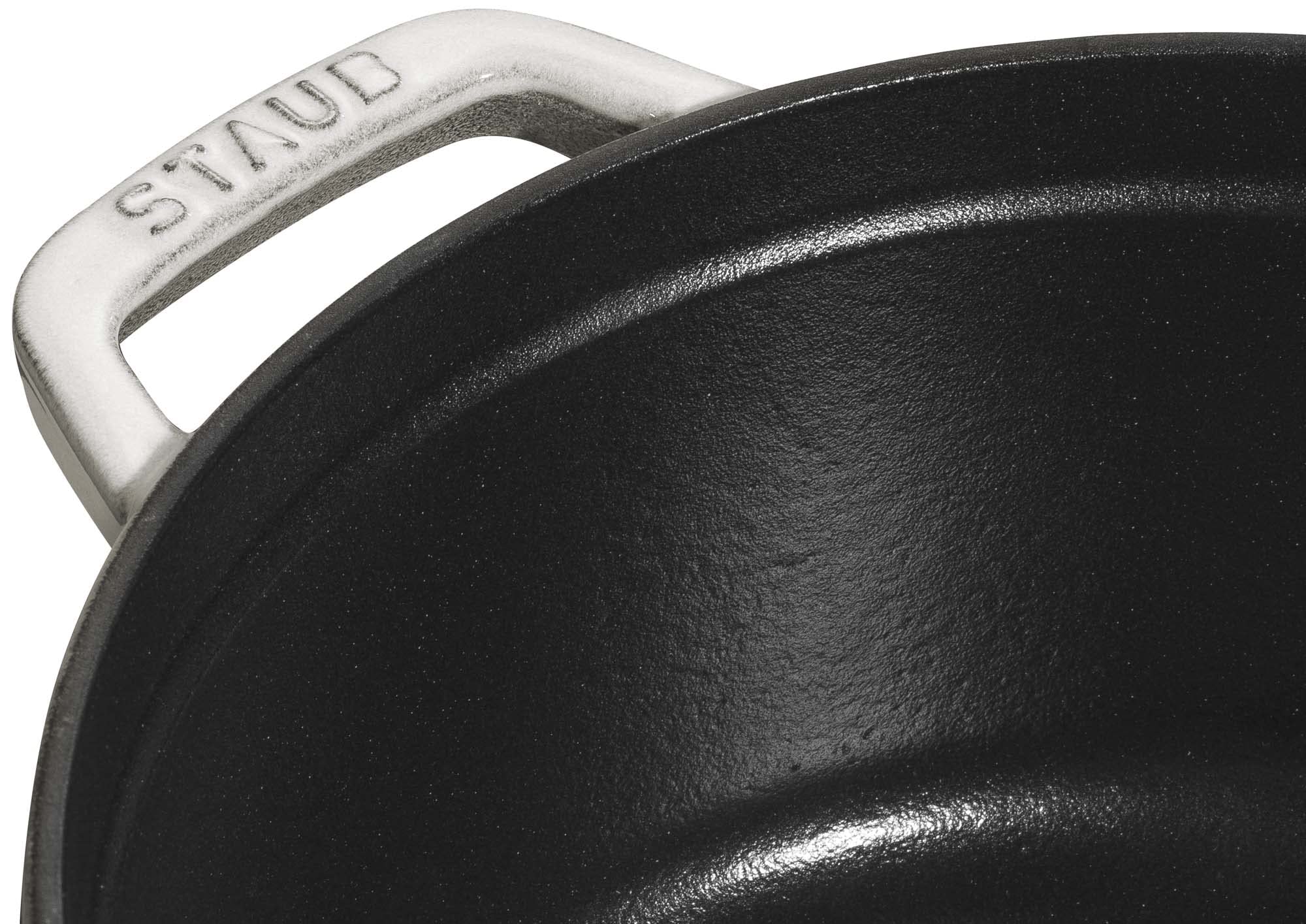 Staub Cast Iron 2.75-qt Round Cocotte - White Truffle, Made in France thumbnail 3