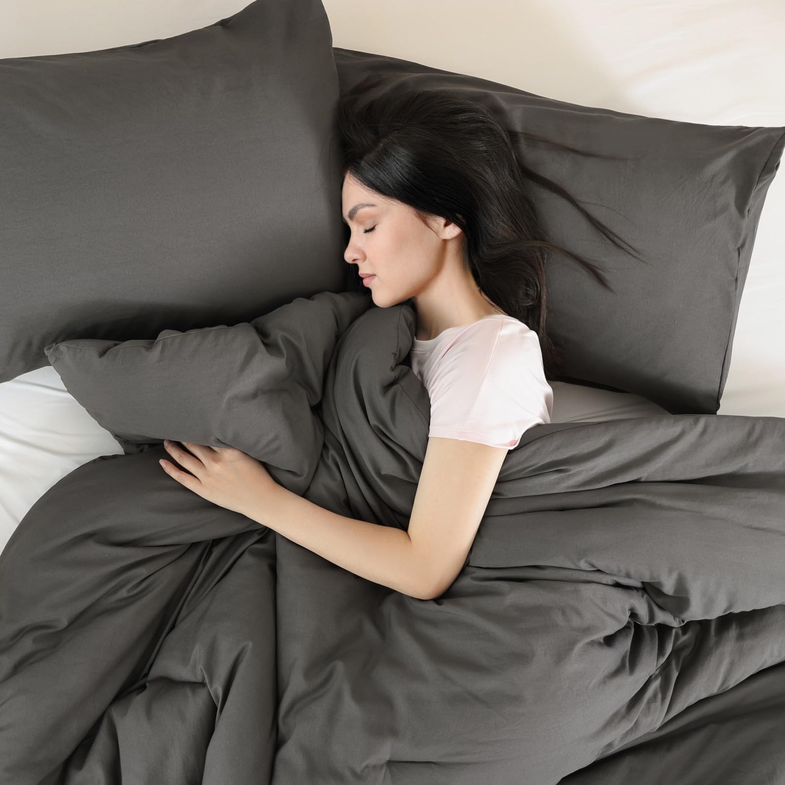 ROSGONIA Queen Comforter Set Oatmeal, 3pcs(1 Boho Oatmeal Comforter & 2 Pillowcases) All Season Soft Bedding Lightweight Bedspread Blanket Quilt: Queen Comforter 90"x90" Charcoal Gray