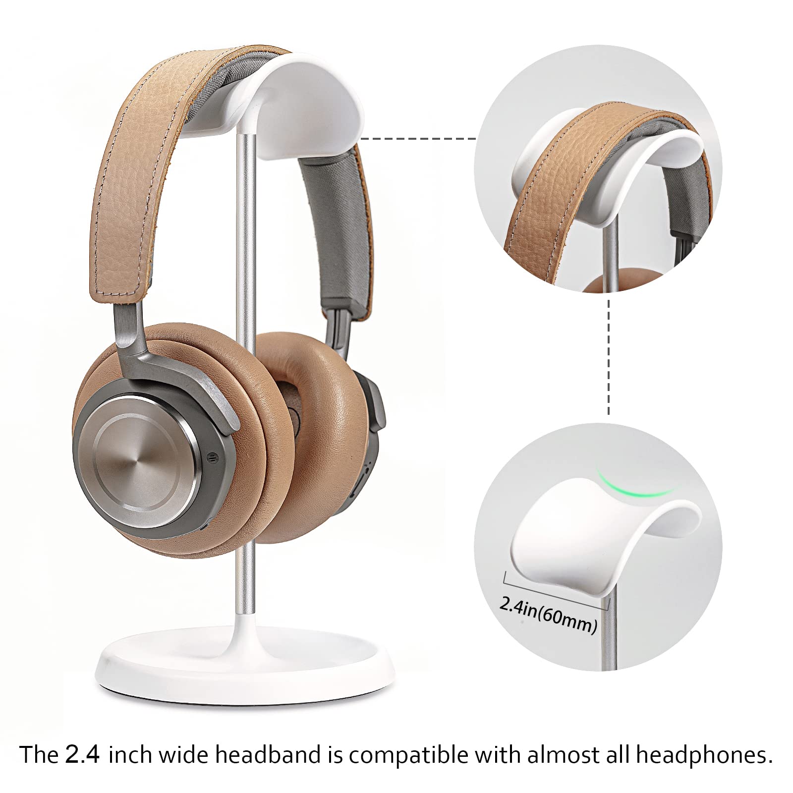 Headphone Stand, Curved Headset Stand with Storage Tray, Heavy Base Gaming Headset Holder for AirPods Max, AirPods, AirPods Pro, Beats, Bose, Sennheiser, Sony and More (): White