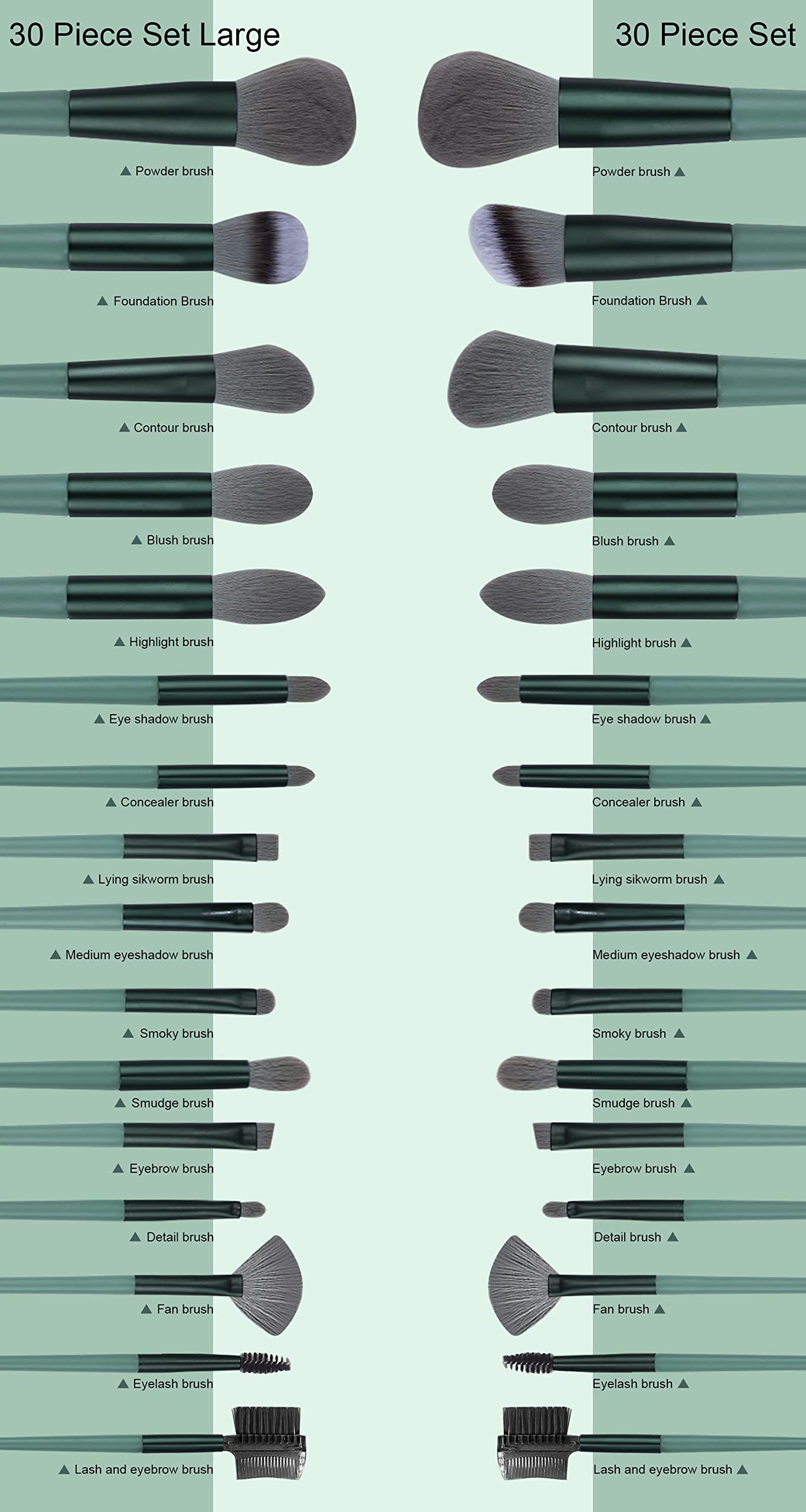 Koccido Makeup Brushes 22 Pcs Makeup Kit,Foundation Brush Eyeshadow Brush Make up Brushes Set (Green, 22 Piece Set) thumbnail 4