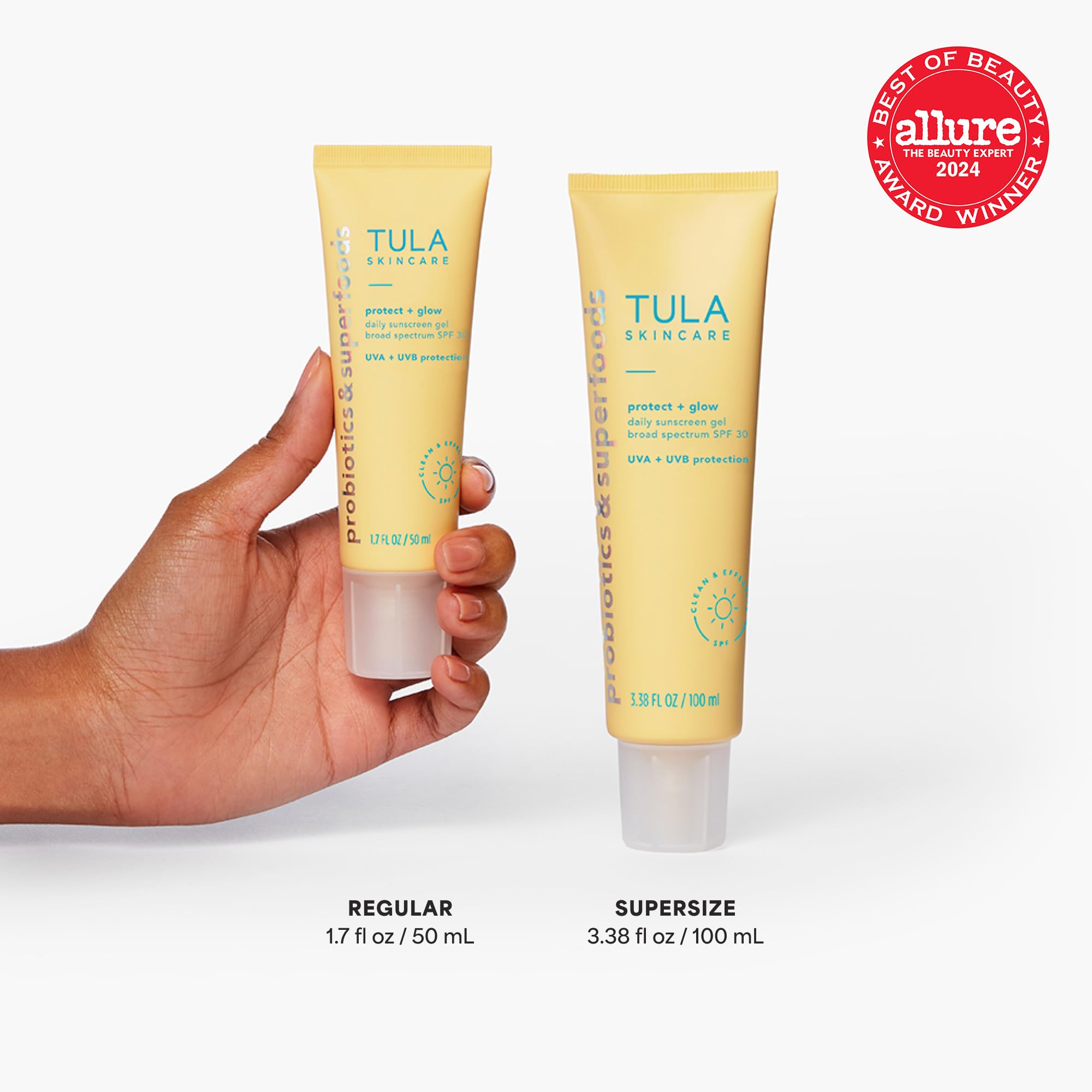 TULA Skin Care Protect + Glow Daily Sunscreen Stick Gel Broad Spectrum SPF 30 - Skincare-First, Non-Greasy, Non-Comedogenic & Reef-Safe with Pollution & Blue Light Protection.: Protect + Glow, 1.7 fl oz