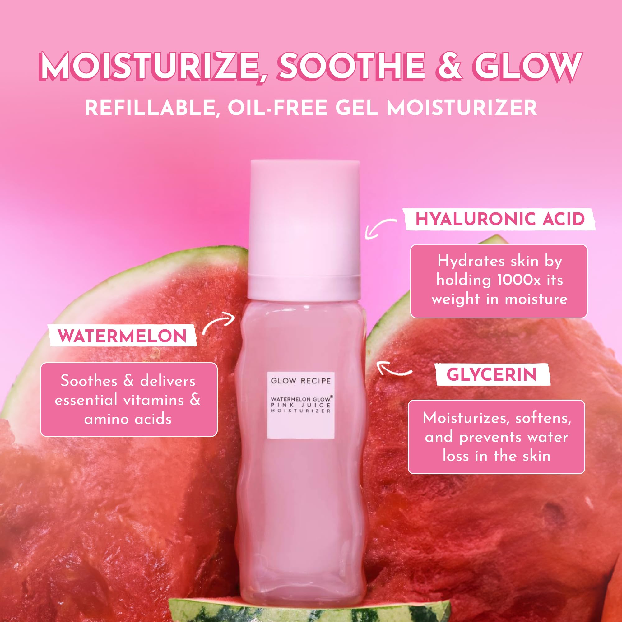 Glow Recipe Pink Juice Water Gel Face Moisturizer for Women, Men & Teens - Hydrating Hyaluronic Acid, Radiance Boosting, Non-Comedogenic, Oil-Free, Long-Lasting Korean Skin Care for Oily Skin (50ml): 1.69 Fl Oz (Pack of 1) Moisturizer