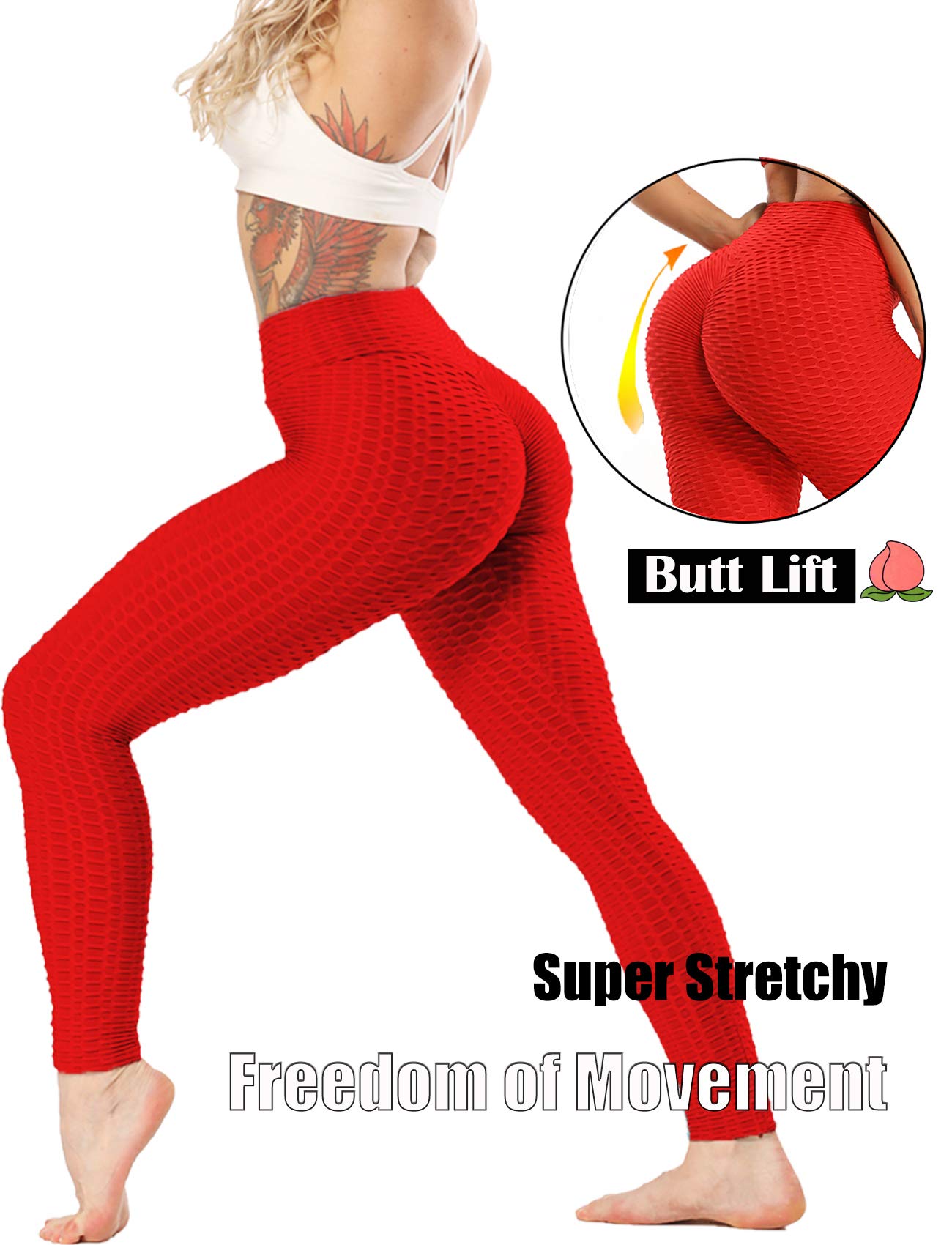 SEASUM Women High Waisted Workout Yoga Pants Butt Lifting Scrunch Booty Leggings Tummy Control Anti Cellulite Textured Tights thumbnail 3
