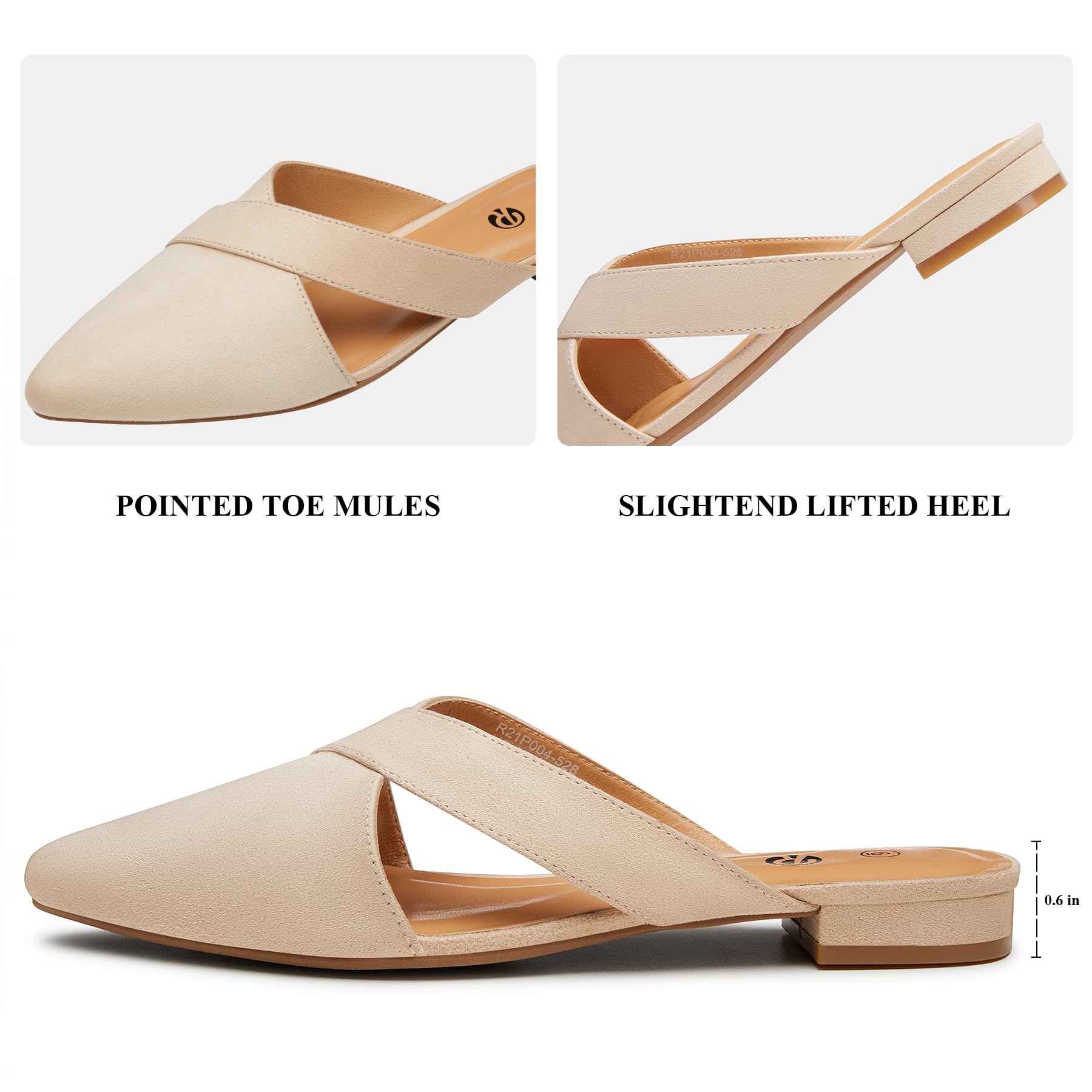 Rekayla Women’s Mules Closed Pointed Toe Backless Loafer Shoes for Women
