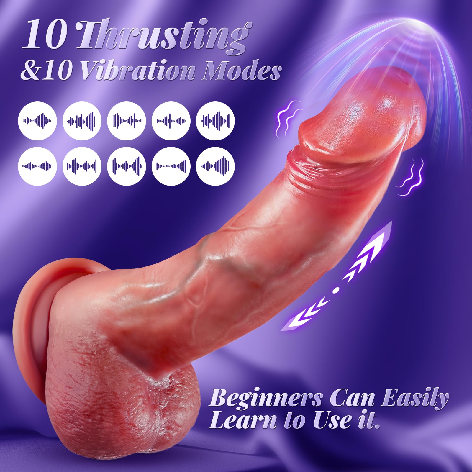Thrusting Dildo Adult Sex Toys, Heated Black Realistic Dildos with 9 Thrusting & Vibrating Modes for G-Spots clit Anal stimulater, Remote Control Vibrator Adult Toys for Women Couples Play