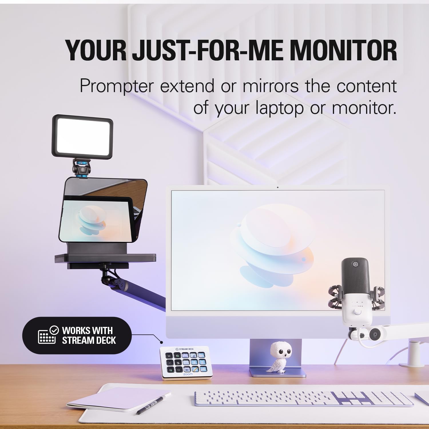 Elgato  – Teleprompter with Built-in Screen for YouTube, Twitch, Zoom, MS Teams and More, Supports DSLR/Webcam/Smartphone, Drag & Drop Monitor Display, Works with Mac/PC & Stream Deck: Prompter