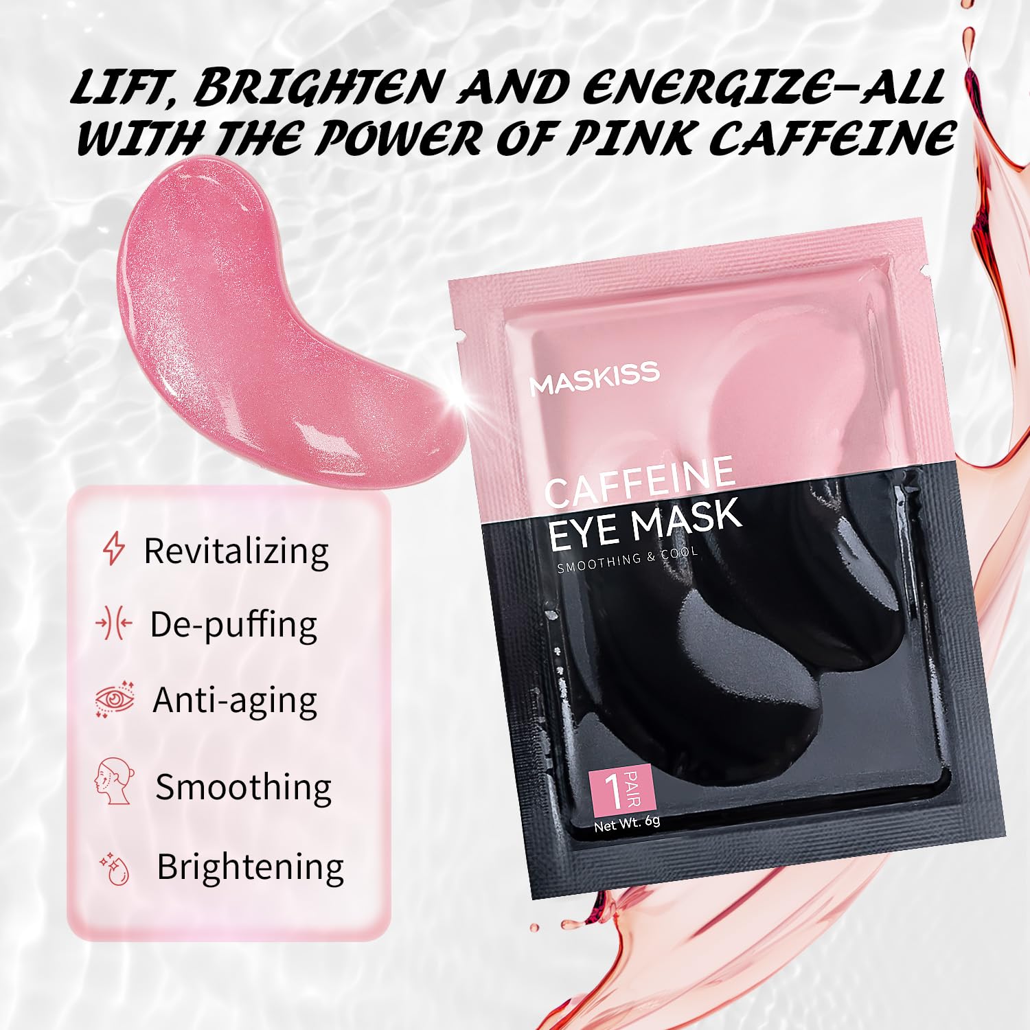 Maskiss Under Eye Patches (25 Pairs), Caffeine Eye Masks for Dark Circles Puffy Eyes Undereye Bags, Collagen Eye Patches for Wrinkles and Puffiness, Skin Care Gift for Her