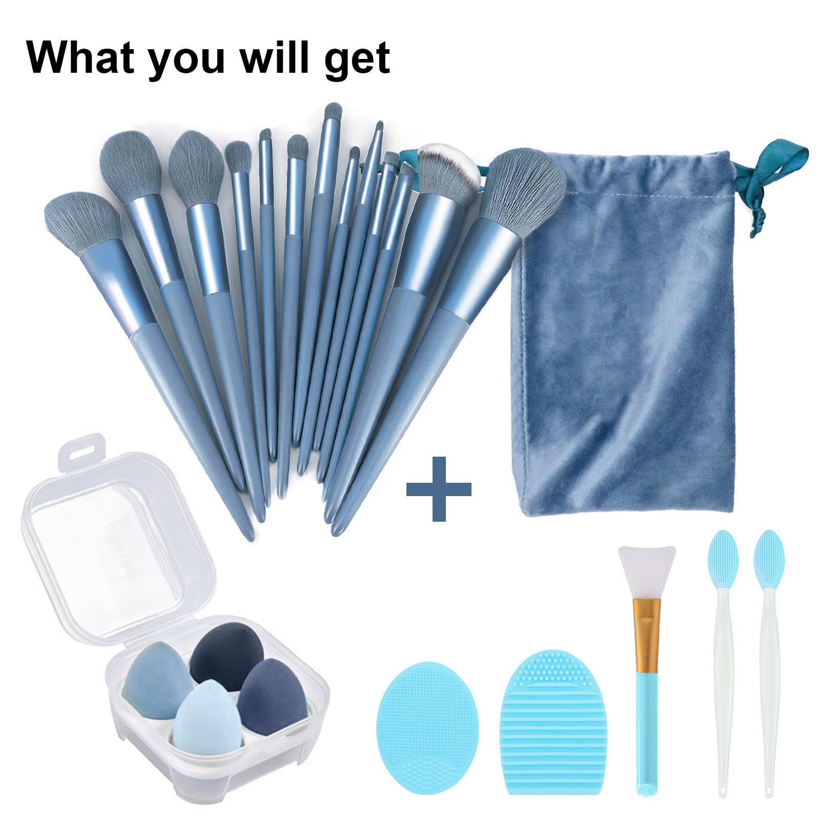 Koccido Makeup Brushes 22 Pcs Makeup Kit,Foundation Brush Eyeshadow Brush Make up Brushes Set (Green, 22 Piece Set): 22 Piece Set Large Sky-blue