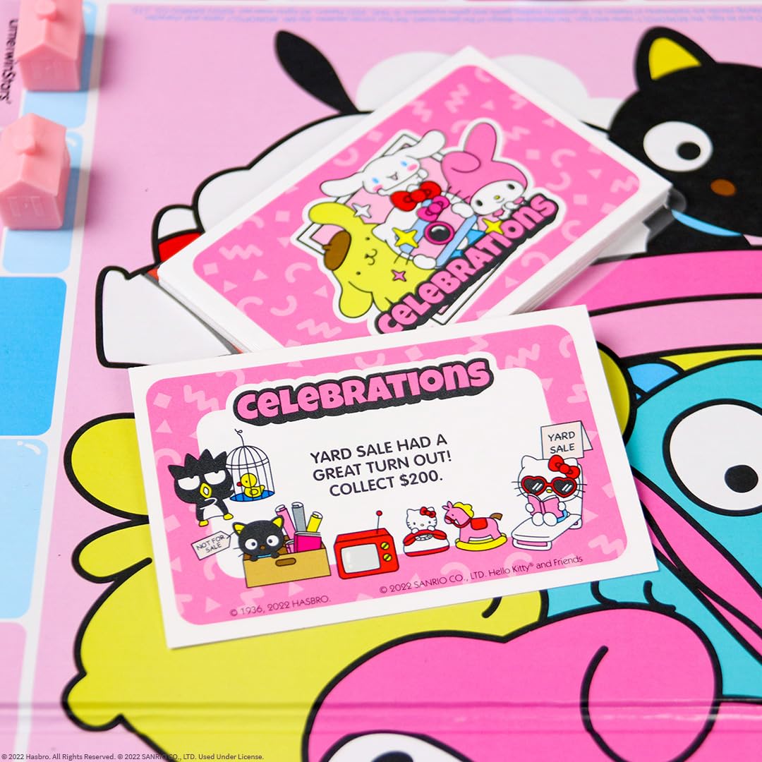 Monopoly: Hello Kitty and Friends, Buy, Sell, Trade Buildings from The Animated Series, Featuring My Melody, Badtz-Maru, Keroppi, Classic Monopoly Game, Officially-Licensed Hello Kitty Merchandise