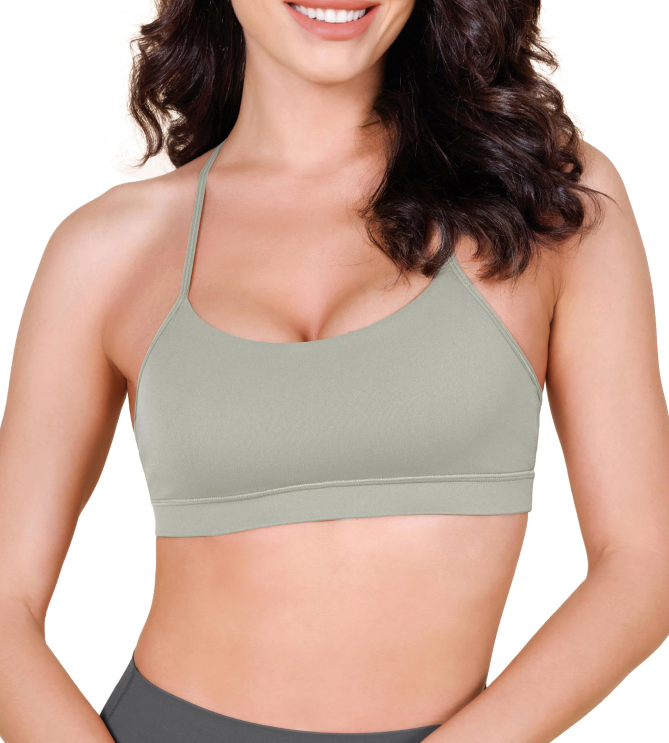 ODODOS Cloud Feeling Y Racerback Sports Bra for Women Wirefree Padded Strappy Yoga Bra thumbnail 2