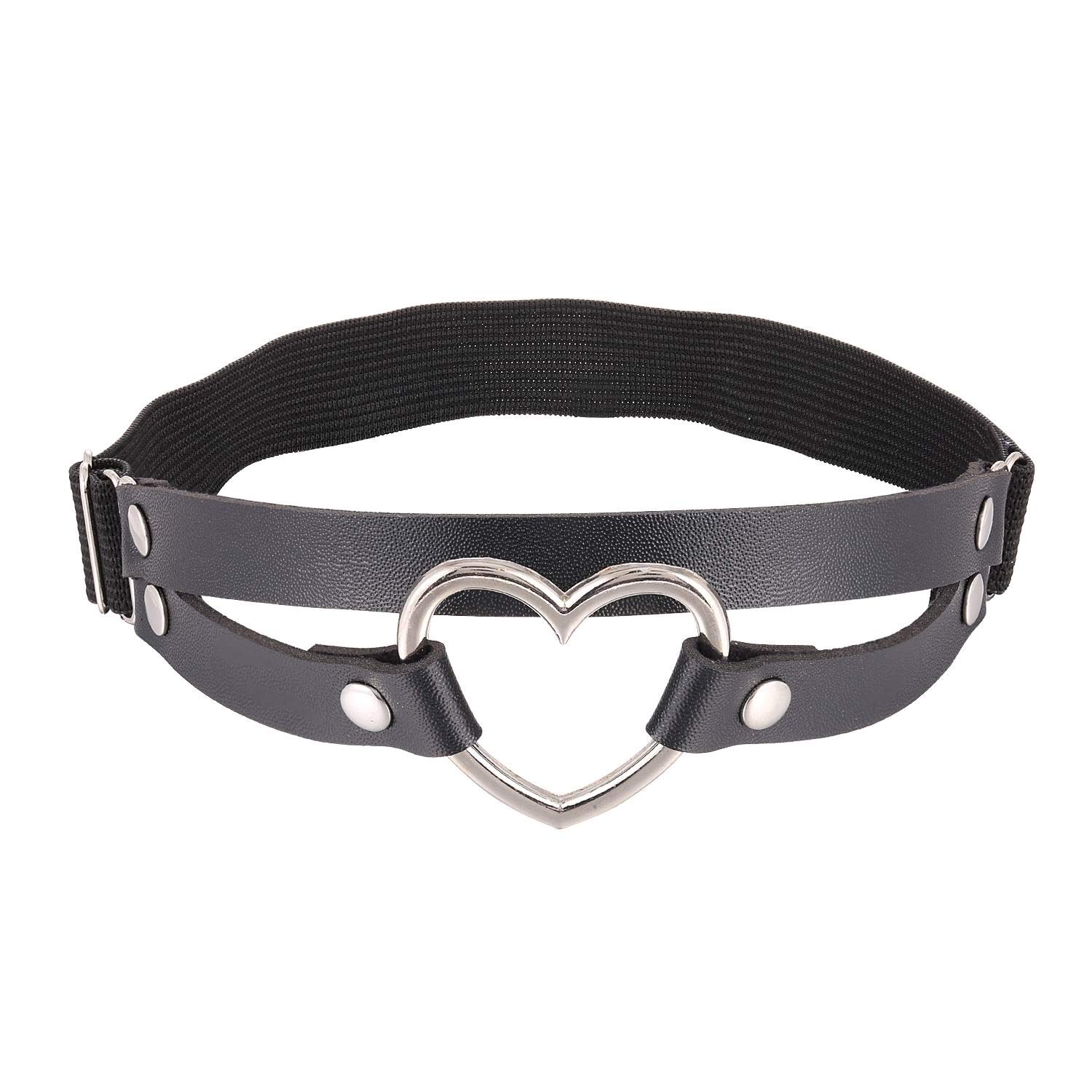 FM FM42 Multicolor PU Simulated Leather Women's Gothic Double Straps Heart O Ring Leg Thigh Elastic Garter Belt, One Pair: FM FM42 Multicolor PU Simulated Leather Women's Gothic Double Straps Heart O Ring Leg Thigh Elastic Garter Belt, One Pair