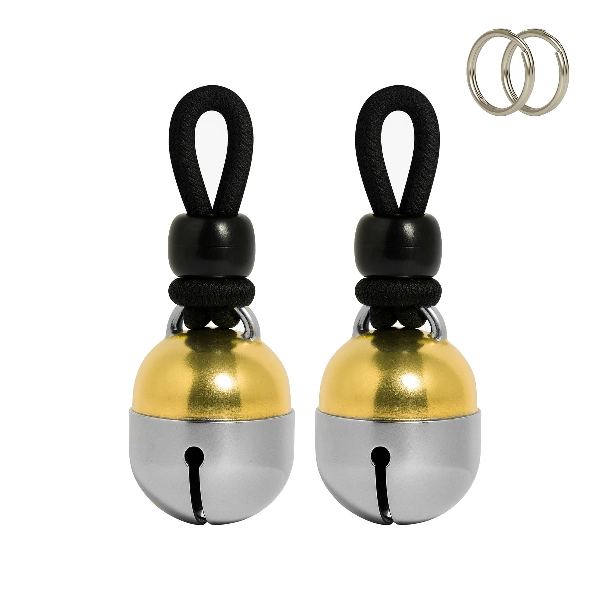 Noble Bells, Pair - Handmade in USA, Extra Loud Collar Bells for Cats and Dogs, Premium Brass and Nickel Silver: Large Pair