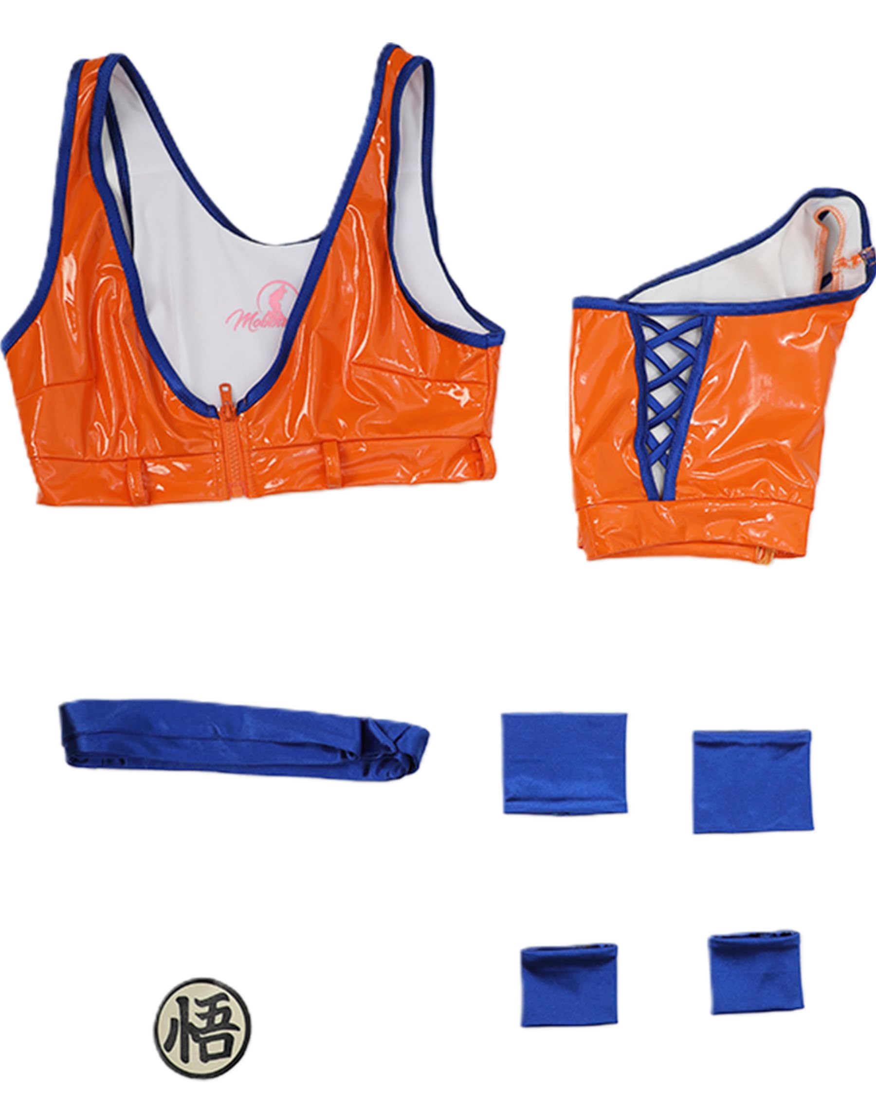 Mobbunny Women Dragon Derivative Cosplay Costume Set Short Top and Shorts with Belt Kung Fu Suit: Small Orange