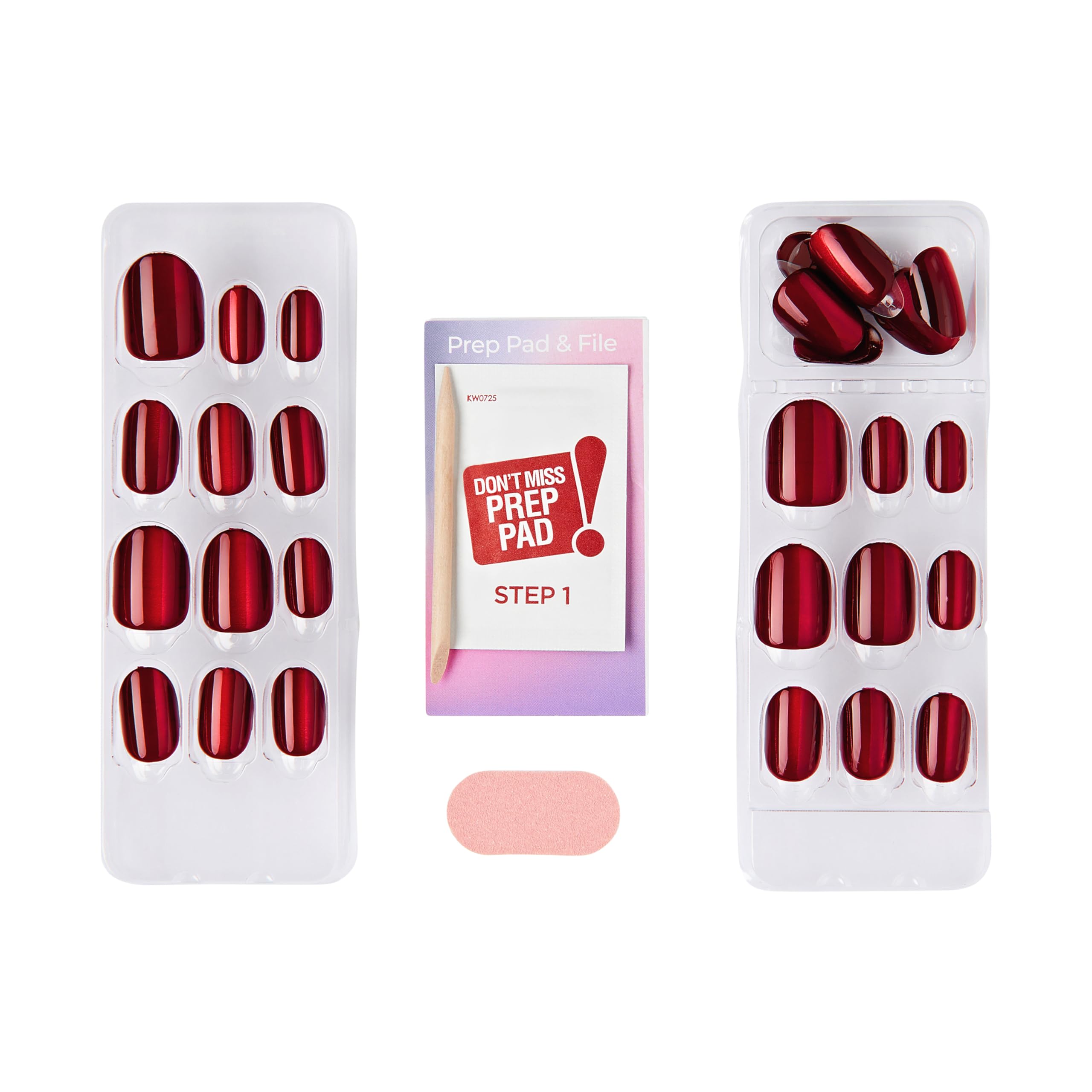 KISS imPRESS No Glue Mani Press On Nails, Color FX, '', Red, Short Size, Oval Shape, Includes 30 Nails, Prep Pad, Instructions Sheet, 1 Manicure Stick, 1 Mini File thumbnail 3