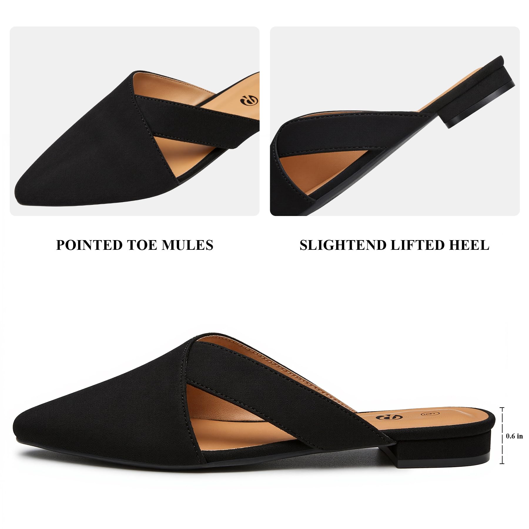 Rekayla Women’s Mules Closed Pointed Toe Backless Loafer Shoes for Women
