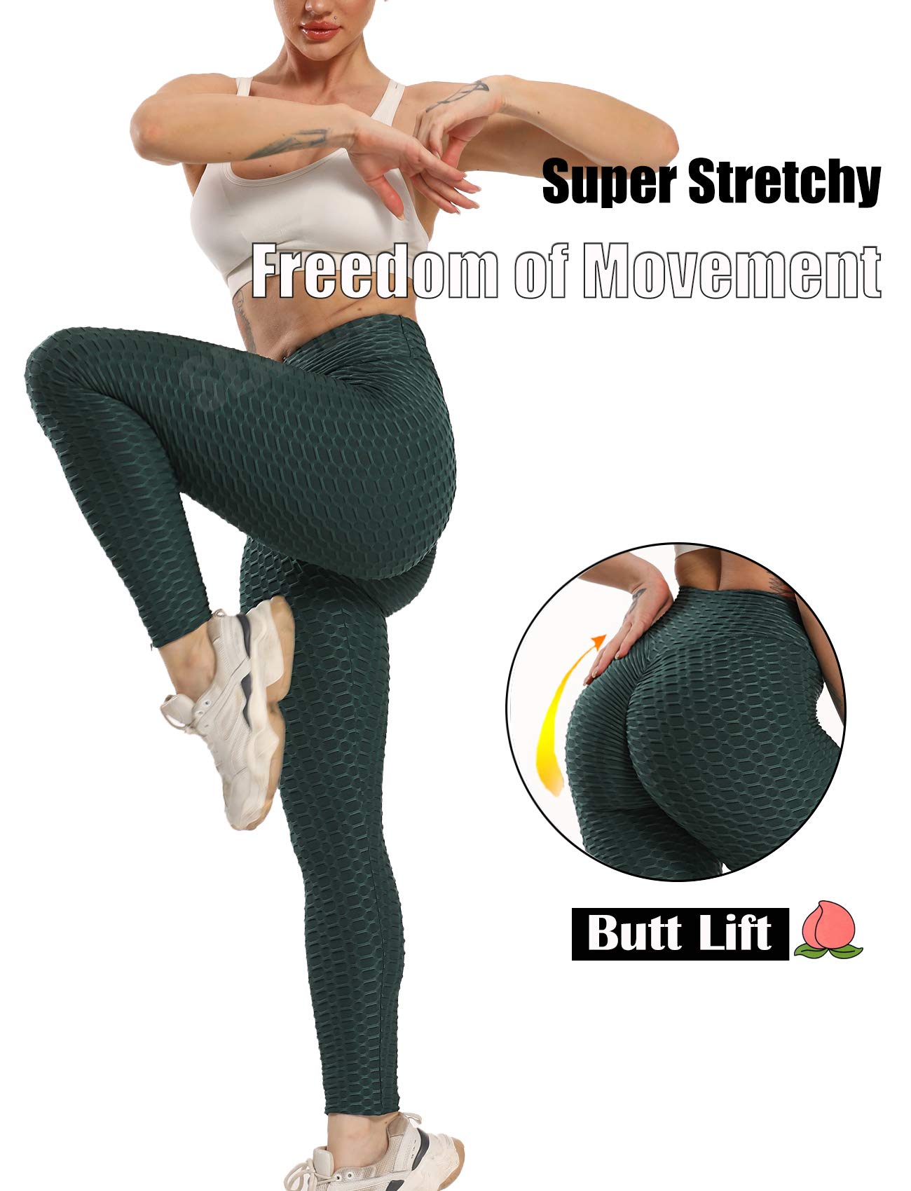 SEASUM Women High Waisted Workout Yoga Pants Butt Lifting Scrunch Booty Leggings Tummy Control Anti Cellulite Textured Tights thumbnail 3