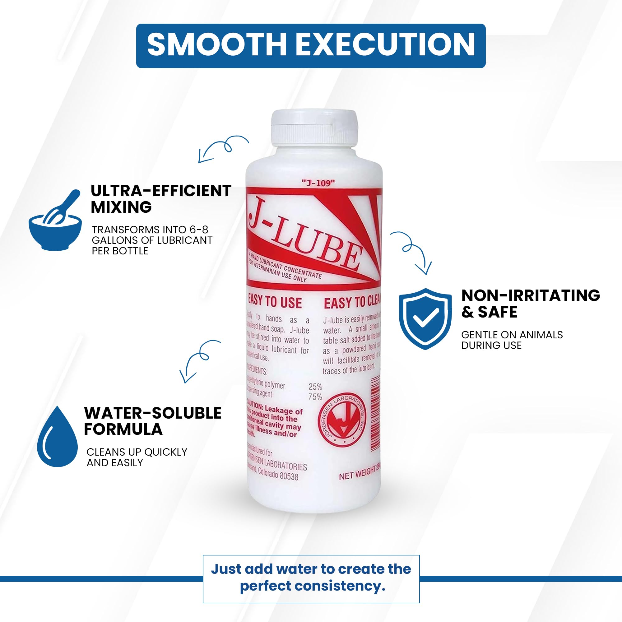JorVet J-Lube Powder Lubricant | Easy-Mix Formula, Non-Irritating & Mess-Free | 10oz Bottle Makes 6-8 Gallons | Trusted for Veterinary & Obstetrical Use | Safe, Smooth & Easy to Clean | Red White: JorVet J-Lube Powder Lubricant | Easy-Mix Formula, Non-Irritating & Mess-Free | 10oz Bottle Makes 6-8 Gallons | Trusted for Veterinary & Obstetrical Use | Safe, Smooth & Easy to Clean | Red White