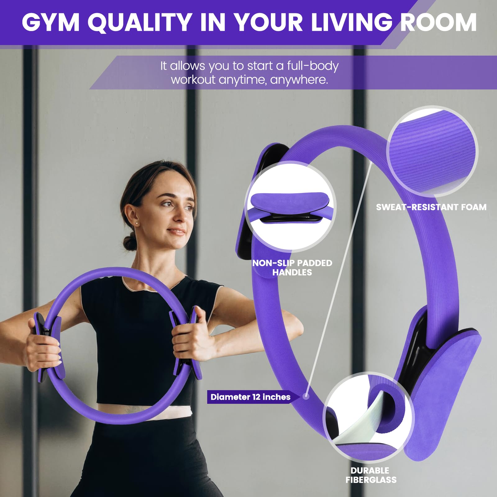 HGKZJSL Home Pilates Essentials Kit for Women,Pilates Equipment Set with 9 Inch Yoga Ball,Figure 8 Resistance Band,Pilates Bands & Accessories,Pilates Ring and Ball Set for Beginners Home Workouts