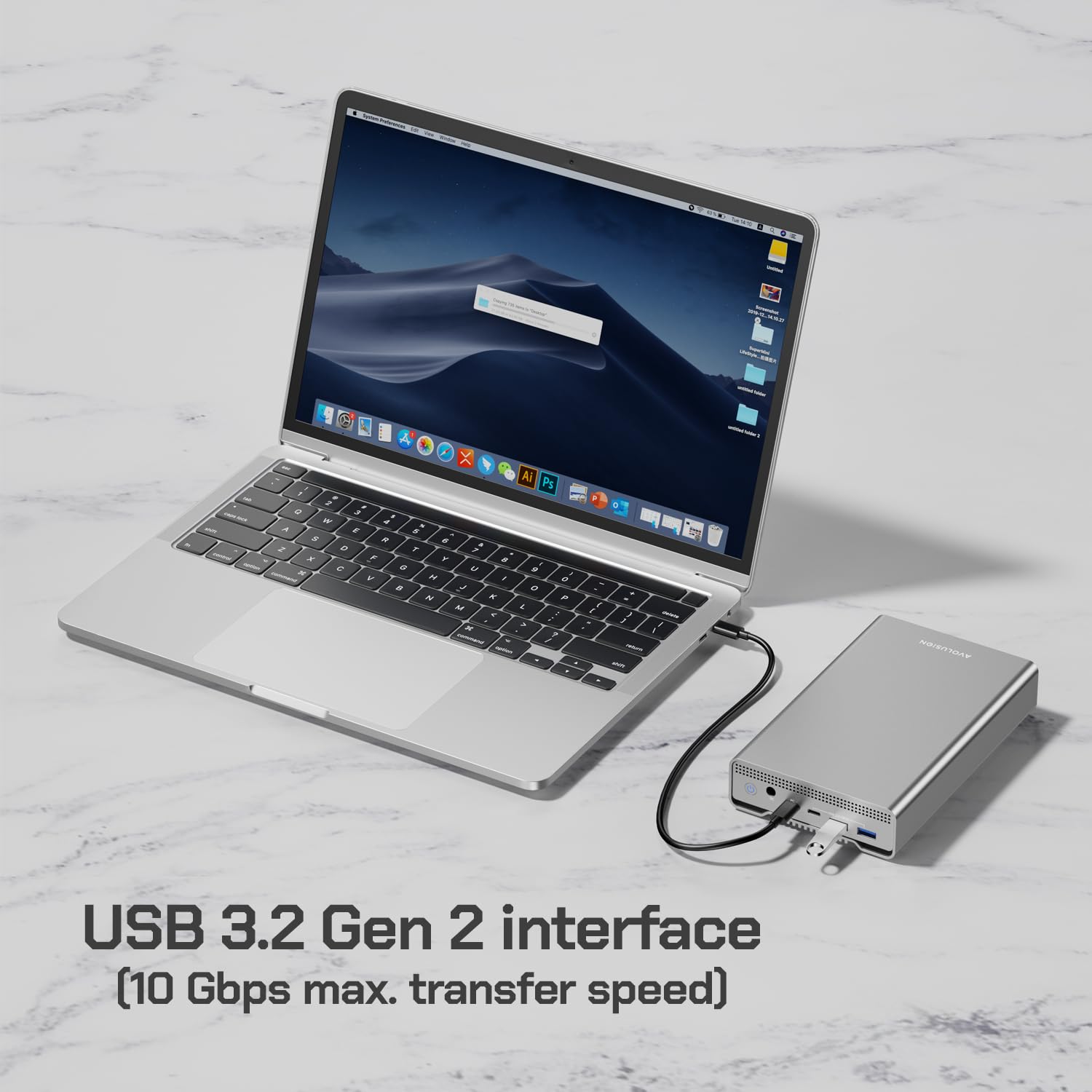 Avolusion PRO-G1 12TB USB 3.2 Gen 2 (10Gbps) USB-C External Hard Drive with USB 3.0 HUB for Windows or MacOS Desktop PC/Laptop