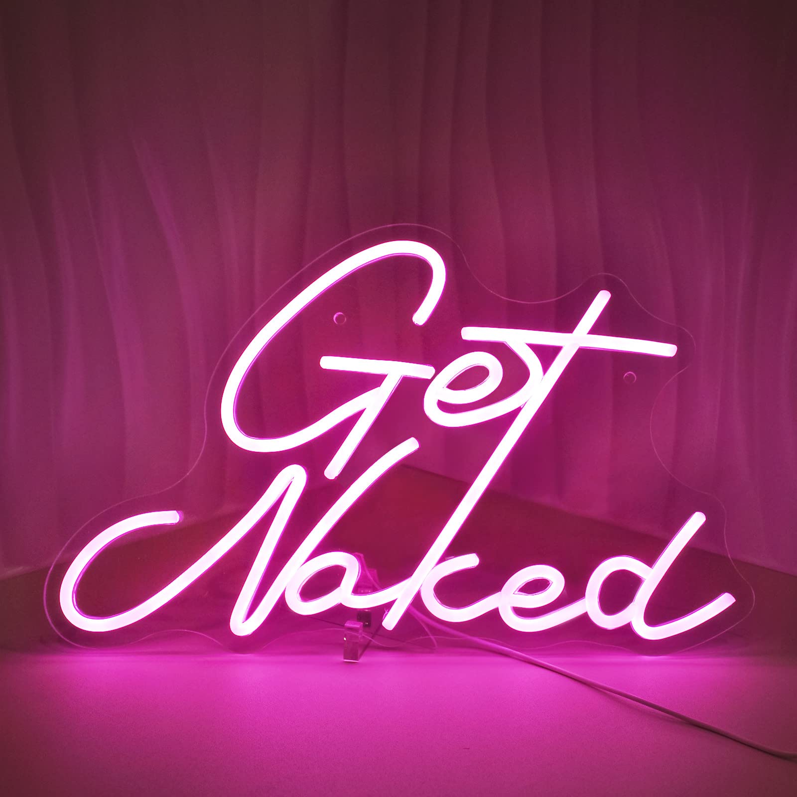 Neon Signs for Wall Decor Pink LED Light Sign for Preppy Room Decor Light Up Sign for Birthday Party Decoration USB Powered: Get Naked