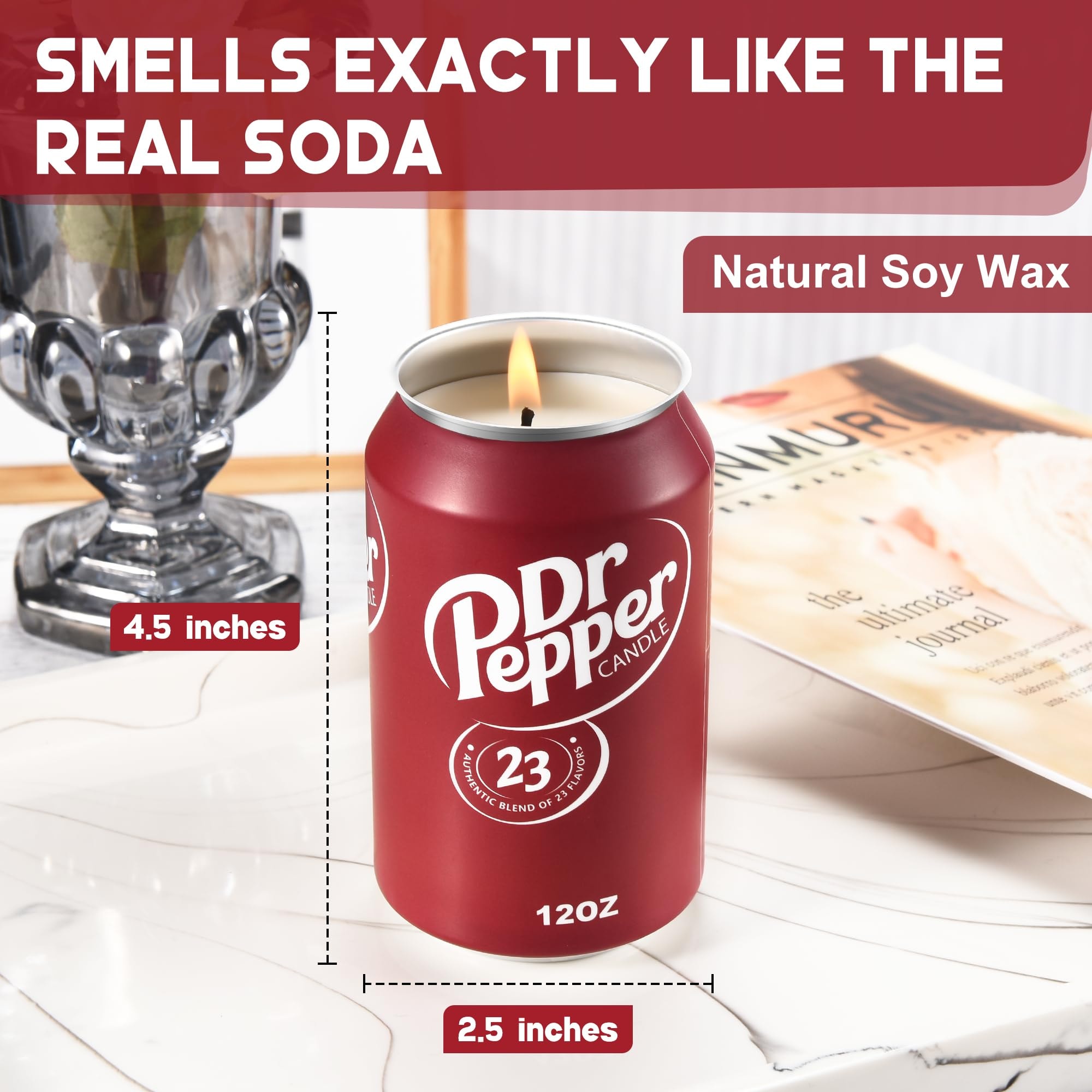 Doctor Pepper Candle - Smells Like The Real Soda - Cute Candles for Cool Gifts - Funny Candles for Any Occasion - Cute Things for Aesthetic Room Decor - Cool Candle for Cool Things - Image 2