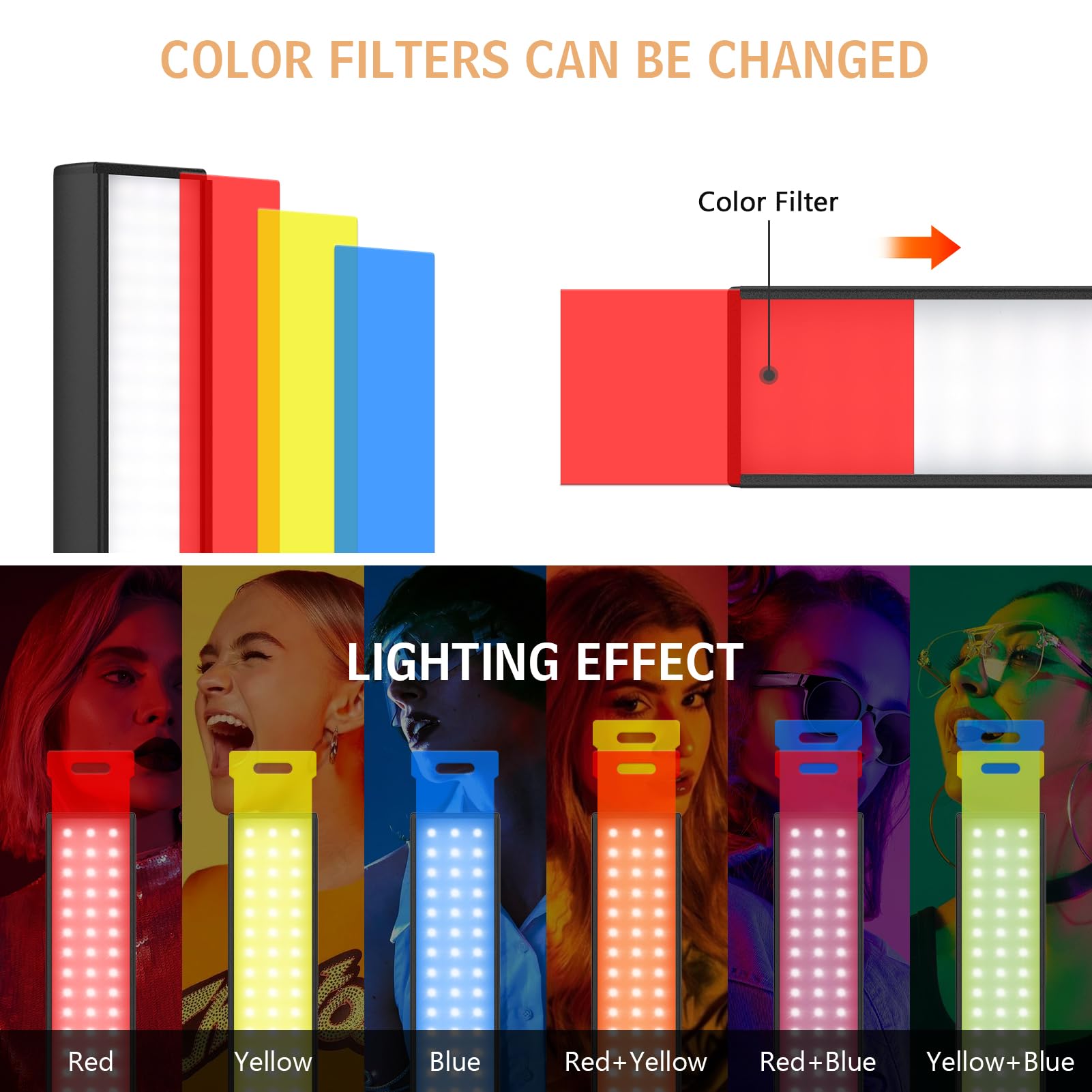 2 Pack Led Video Light Wand Stick, Obeamiu 5600K Led Photography Lighting Wand Kit with /Color Filters, Studio Photo Lights for Video Recording/Streaming/Portrait/Vlog/Makeup/Podcast: 63'' Tripod Stand