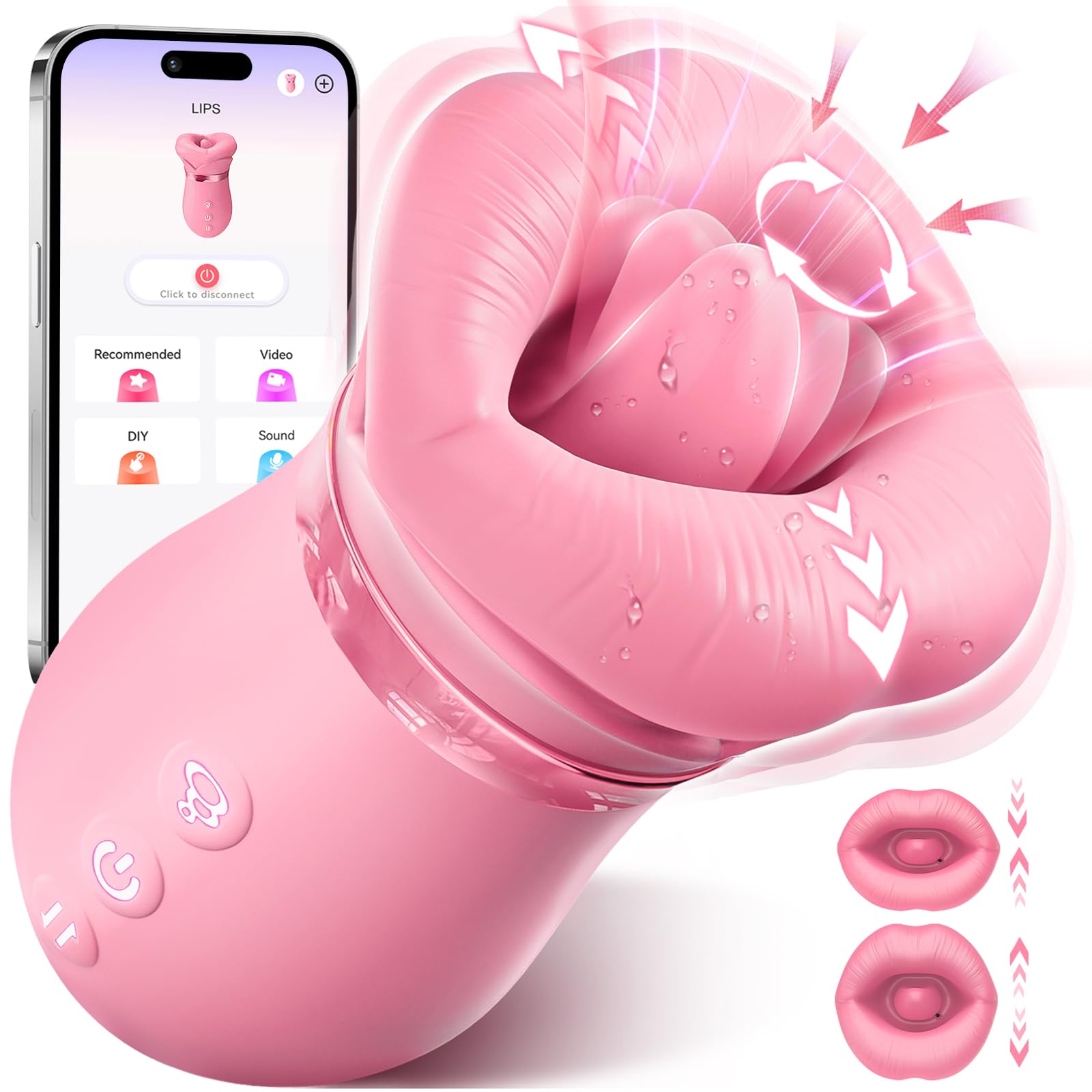 Vibrator Adult Sex Toys for Women - Sovokn 5IN1 Mouth Sucking Vibrator Rose Sex Toy, 10 Tongue Licking, 3 Auto & 1 Manual Sucking Adult Toys New APP, Clit Nipple Vibrator Female Couple Sex Toys,: Pink