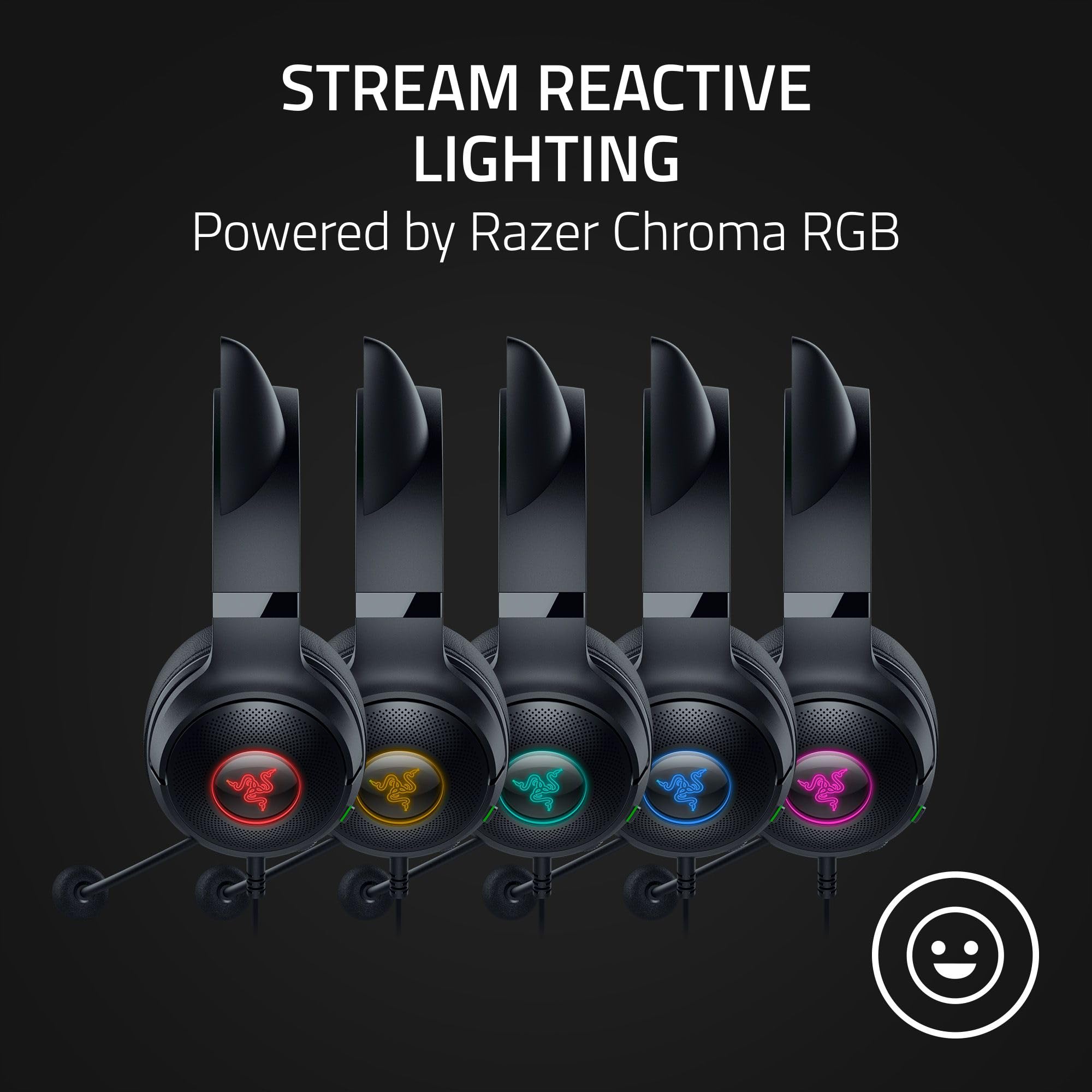 Razer Kraken Kitty V2 USB Wired Headset: Chroma RGB Kitty Ears - Stream Reactive Lighting - HyperClear Cardioid Mic - 40 mm Drivers - 7.1 Surround Sound - Comfortable Ear Cushions -: Black