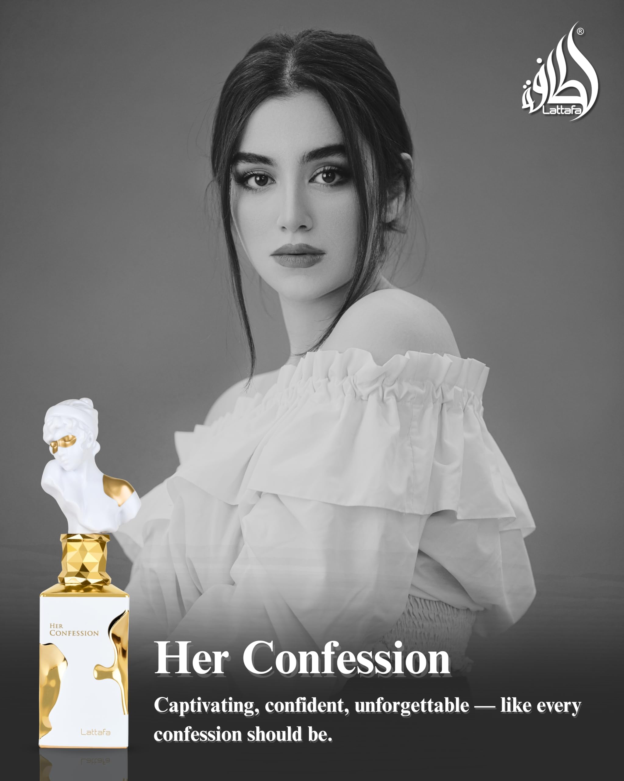 Lattafa Her Confession - Vanilla, Floral, Amber,  - Eau de Parfum Long-Lasting Fragrance for Women, 3.40 Ounce / 100 ml: Musk