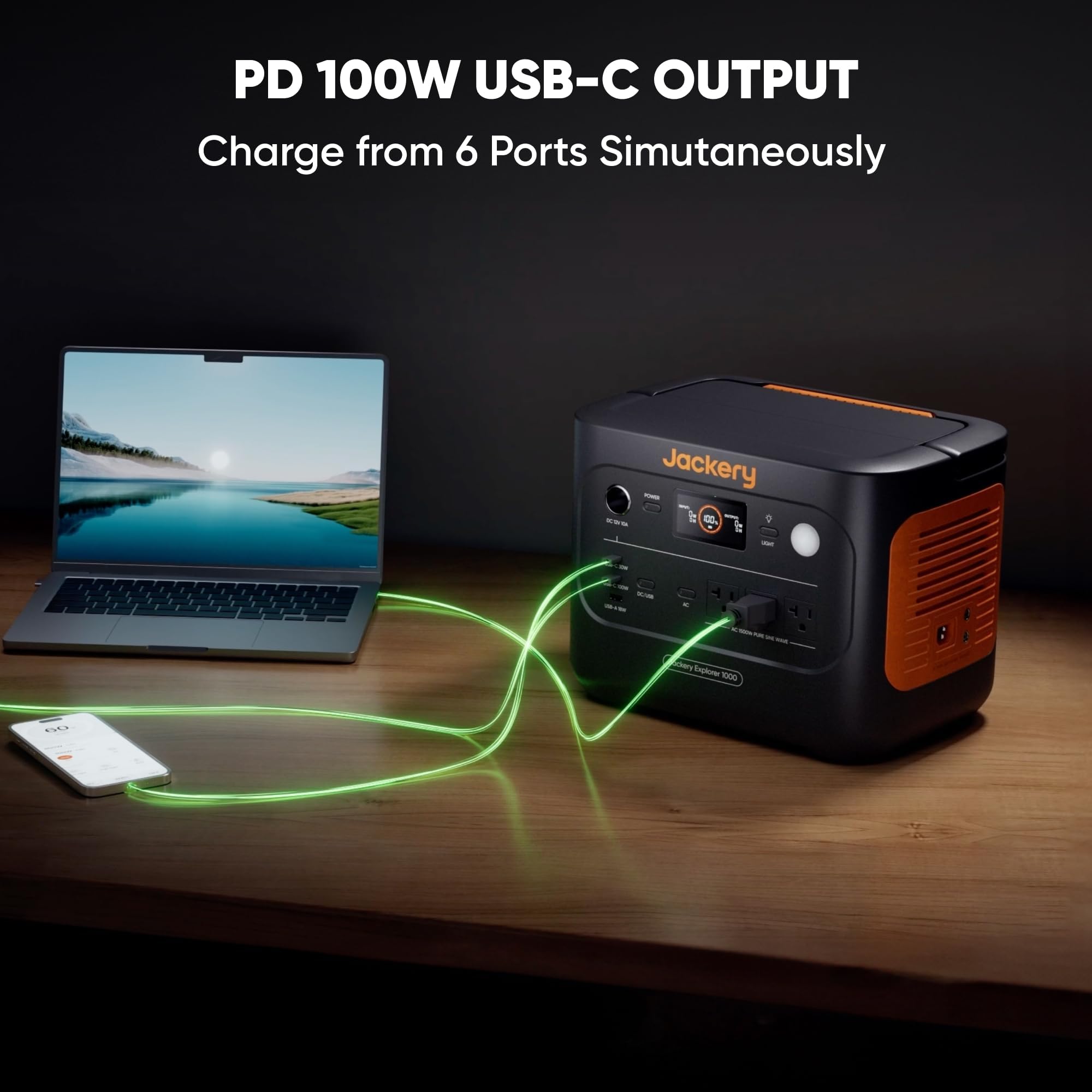 Jackery Explorer 1000 v2 Portable Power Station,1070Wh LiFePO4 Battery,1500W AC/100W USB-C Output, 1 Hr Fast Charge, Solar Generator for Camping,Emergency, RV, Off-Grid Living(Solar Panel Optional): E1000v2