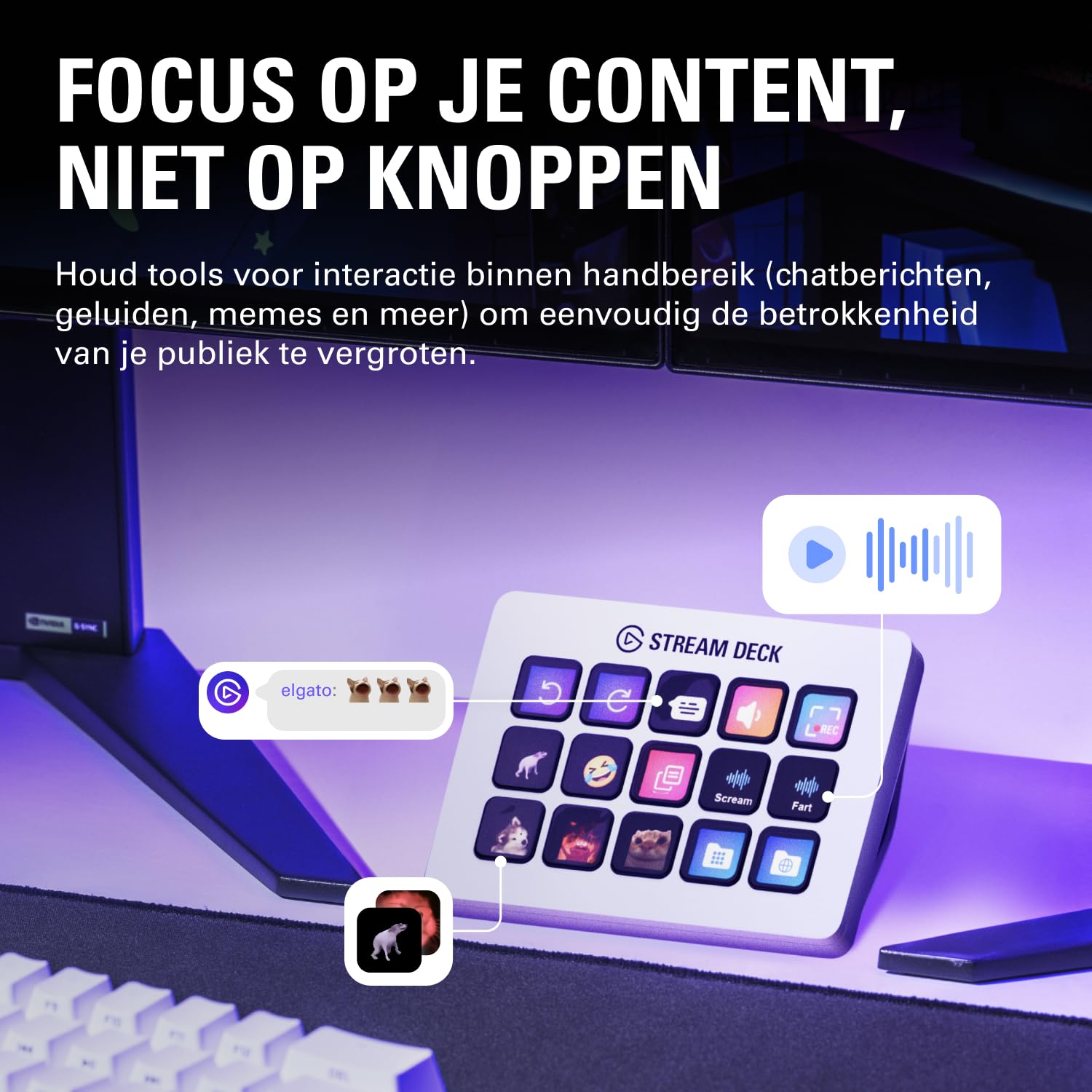 Elgato Stream Deck XL – Advanced Studio Controller, 32 macro keys, trigger actions in apps and software like OBS, Twitch, ​YouTube and more, works with Mac and PC: White