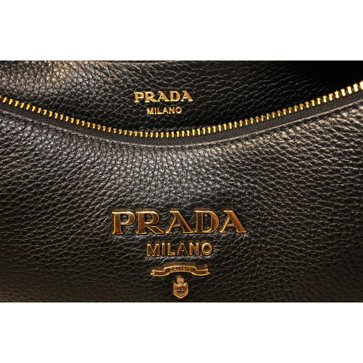 Prada Black Vitello Phenix Leather Web Stripe Strap Crossbody 1BC166: Prada Black Vitello Phenix Leather Web Stripe Strap Crossbody 1BC166