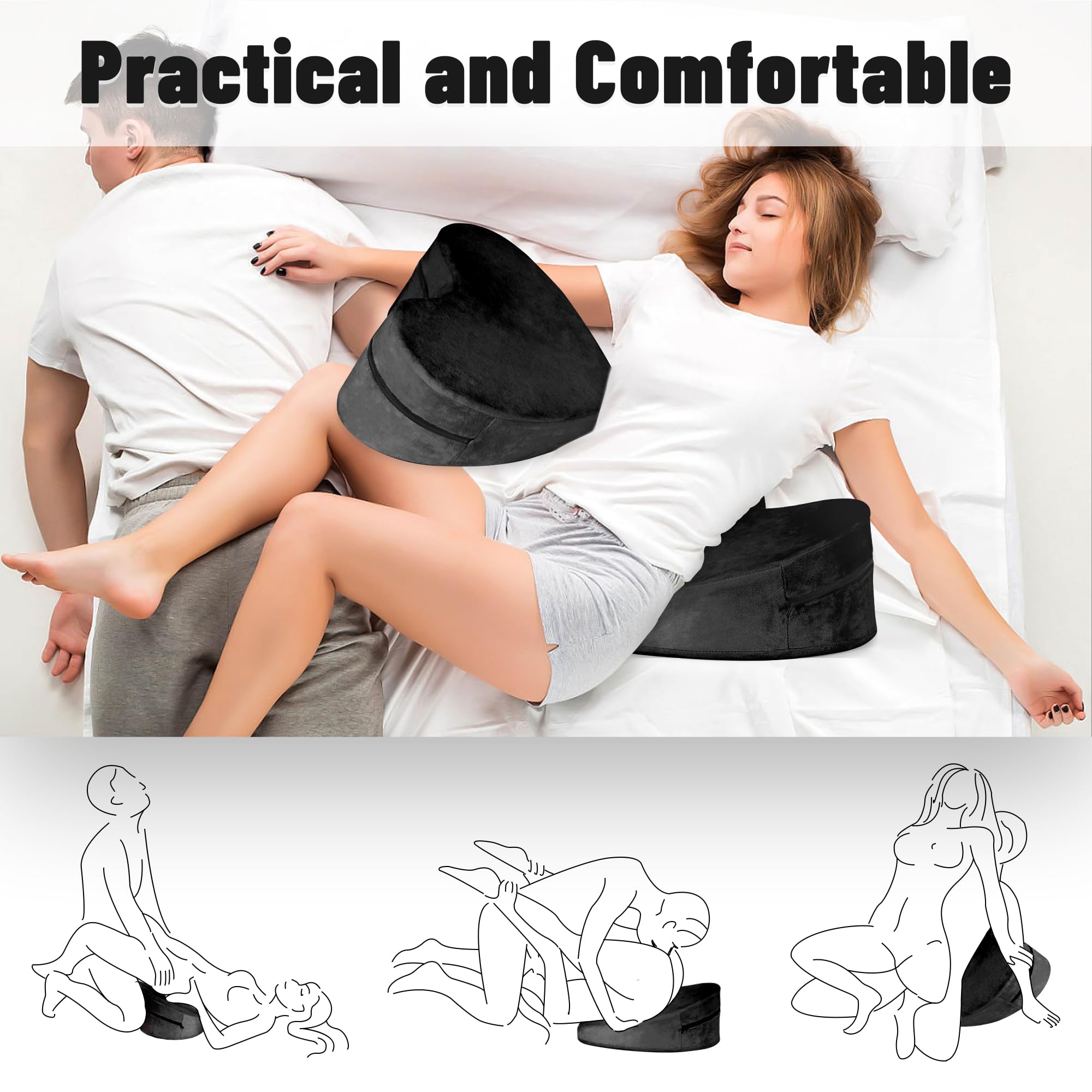 Sex Pillow Foam Heart Pillow Sex Position Pillow for Adults Sex Cushion Sex Furniture for Bedroom Couples Sex Toys: Black