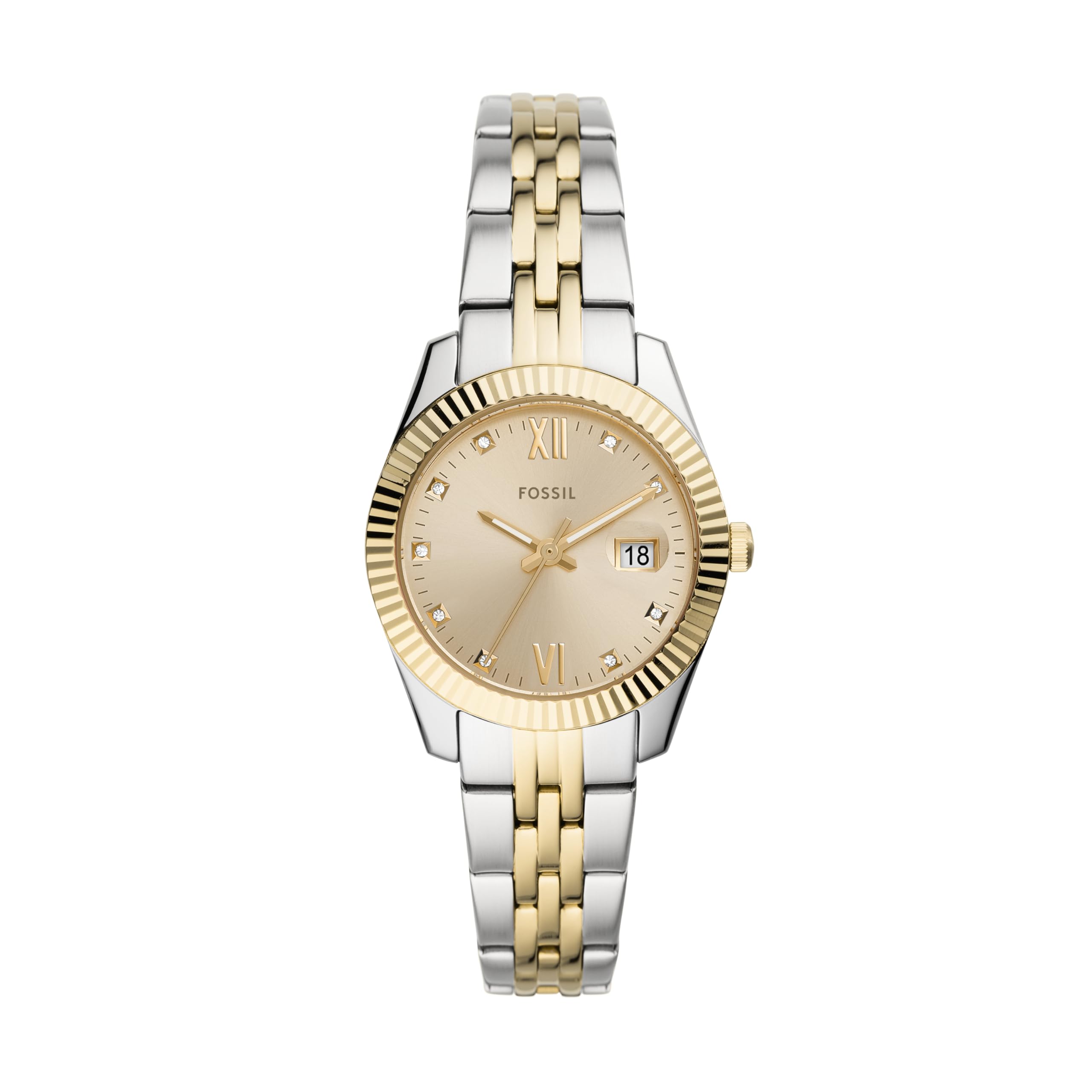 Fossil Women's Scarlette Mini Quartz Stainless Steel Three-Hand Watch, Color: Gold/Silver (Model: ES4949) thumbnail 1